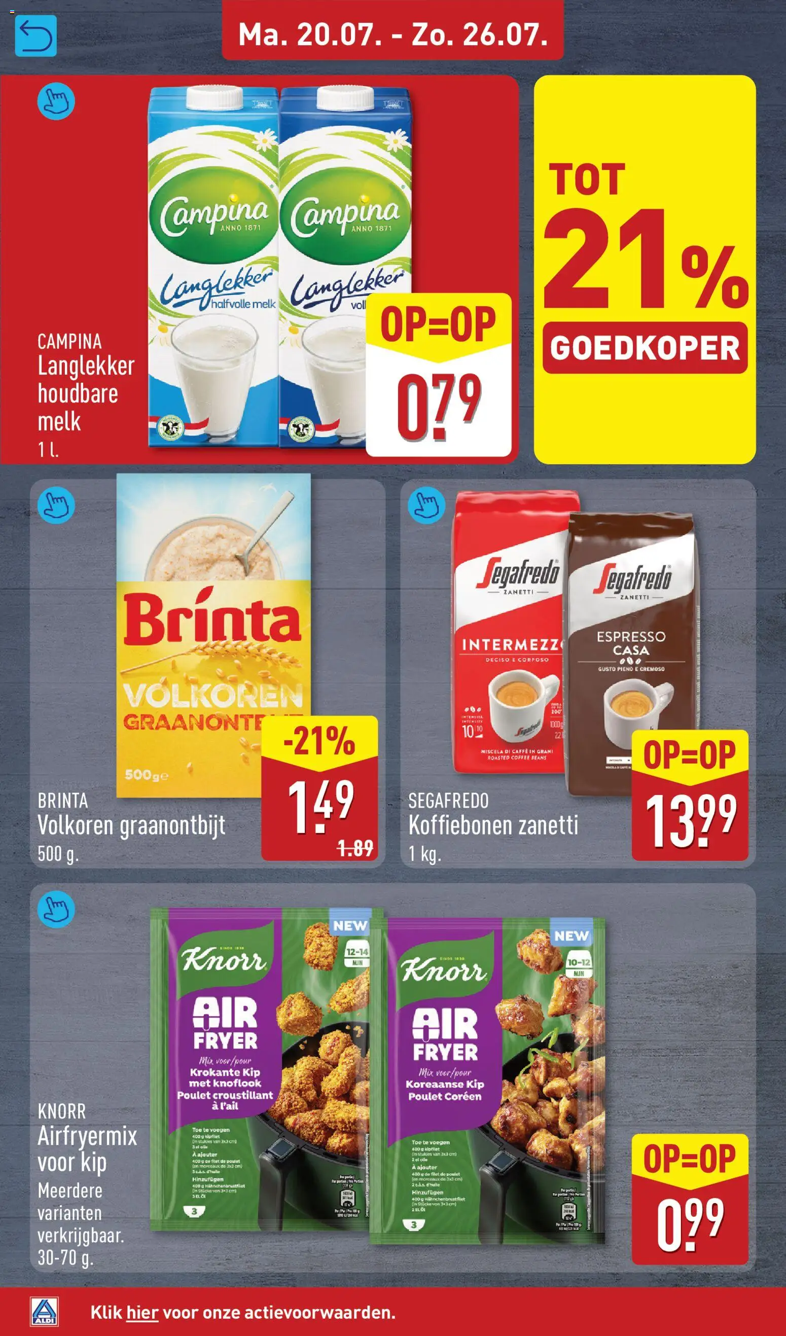 {H1} | Pagina: 20 | Producten: Halfvolle Melk, Filet, Kip, Knoflook