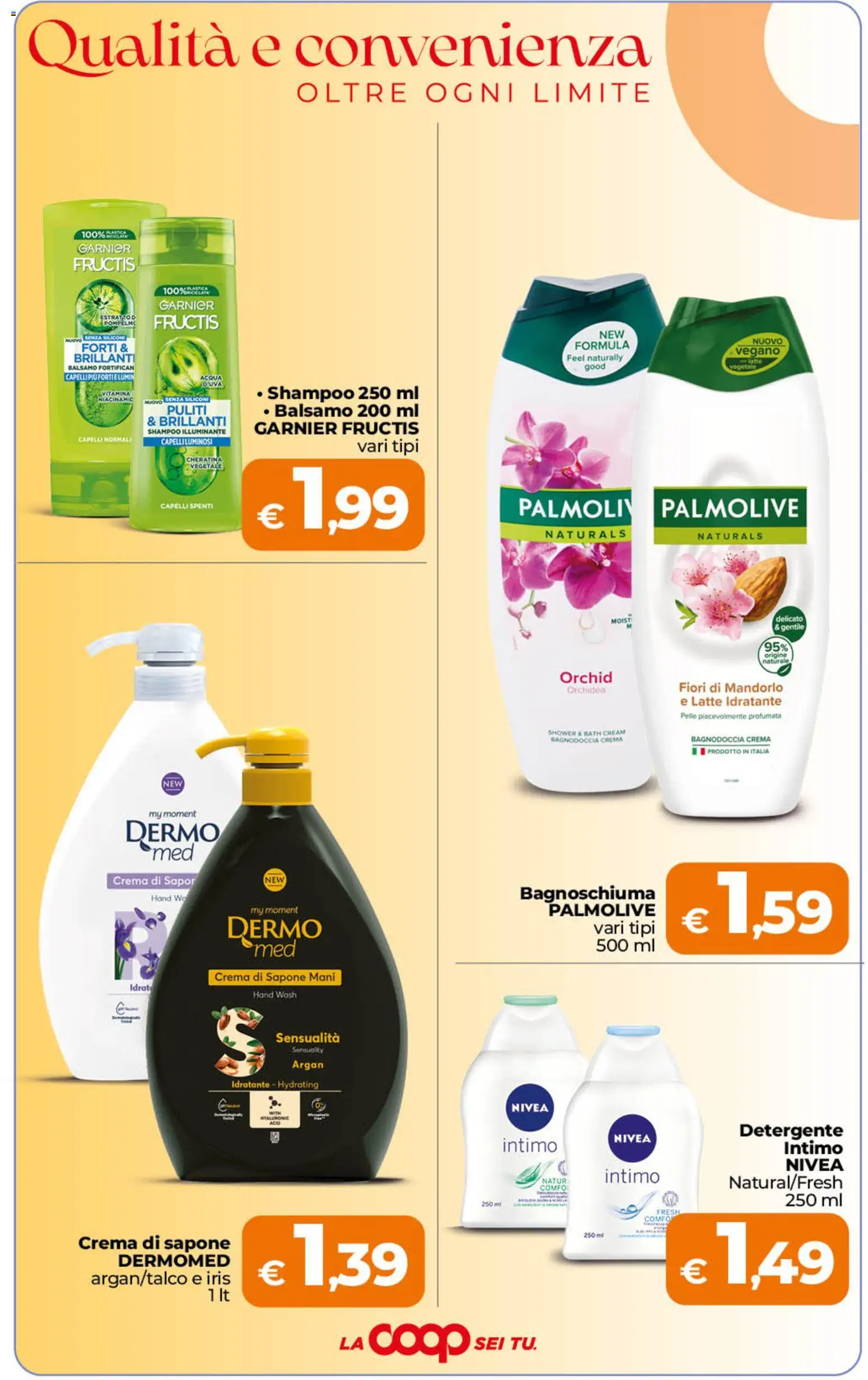 Volantino Ipercoop del 02/10/2026 | Pagina: 8 | Prodotti: Shampoo, Balsamo, Detergente intimo, Latte