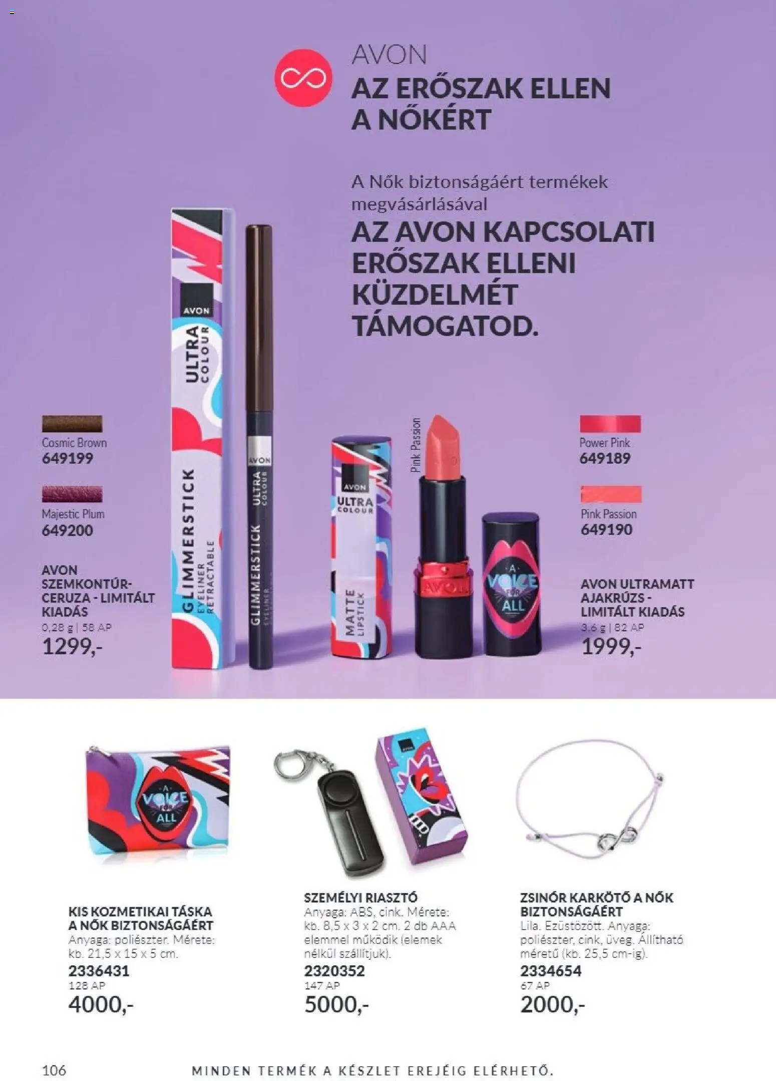 Avon akciós ujság - amely érvényes a következő dátumtól: 2026.11.01. | Oldal: 106 | Termékek: Ceruza, Táska, Karkötő, Kozmetikai táska