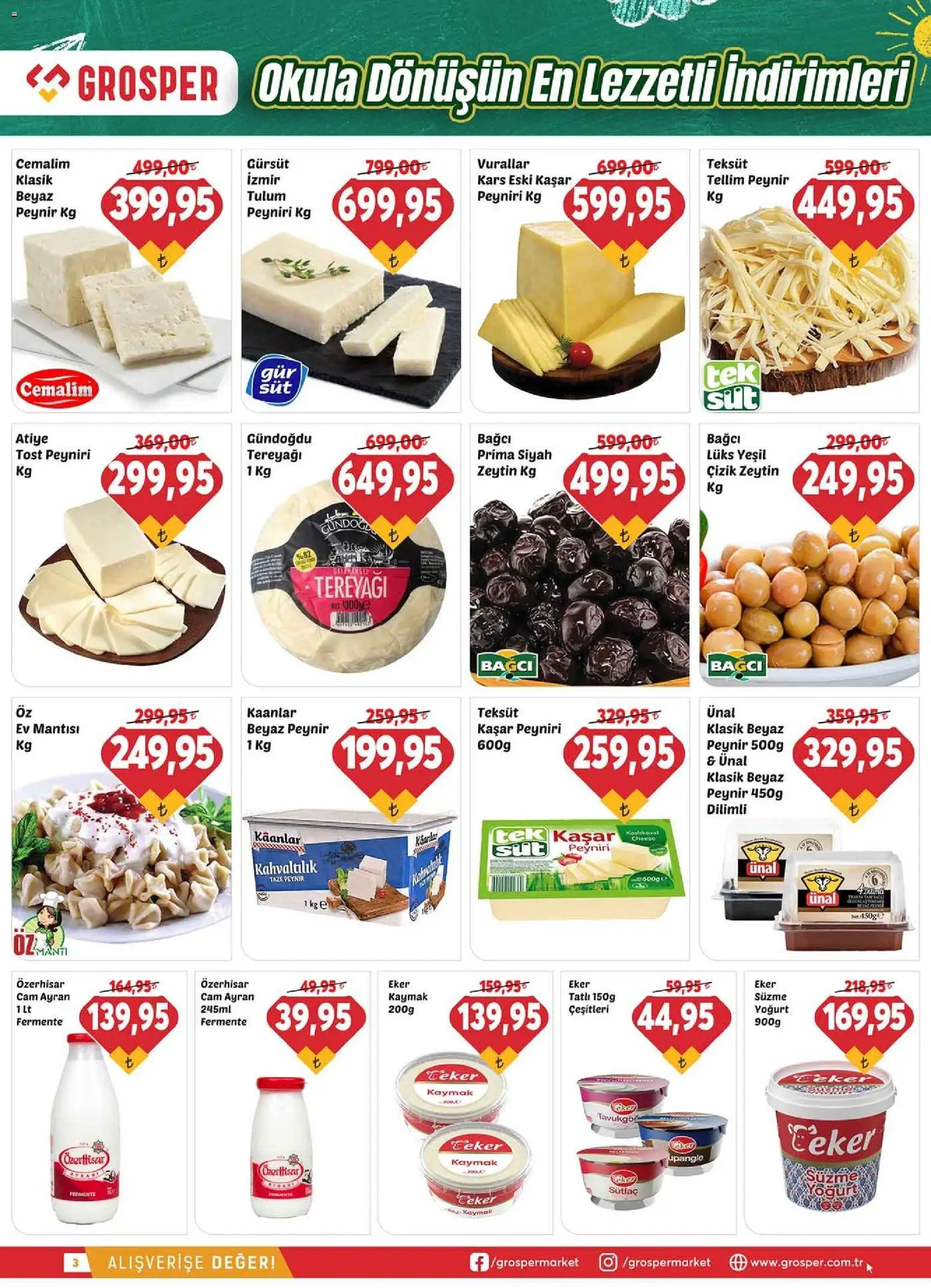 Grosper Katalog - 02 Eylül 2026 tarihinden itibaren geçerlidir | Sayfa: 3 | Ürünler: Tereyağı, Yoğurt, Tulum, Zeytin