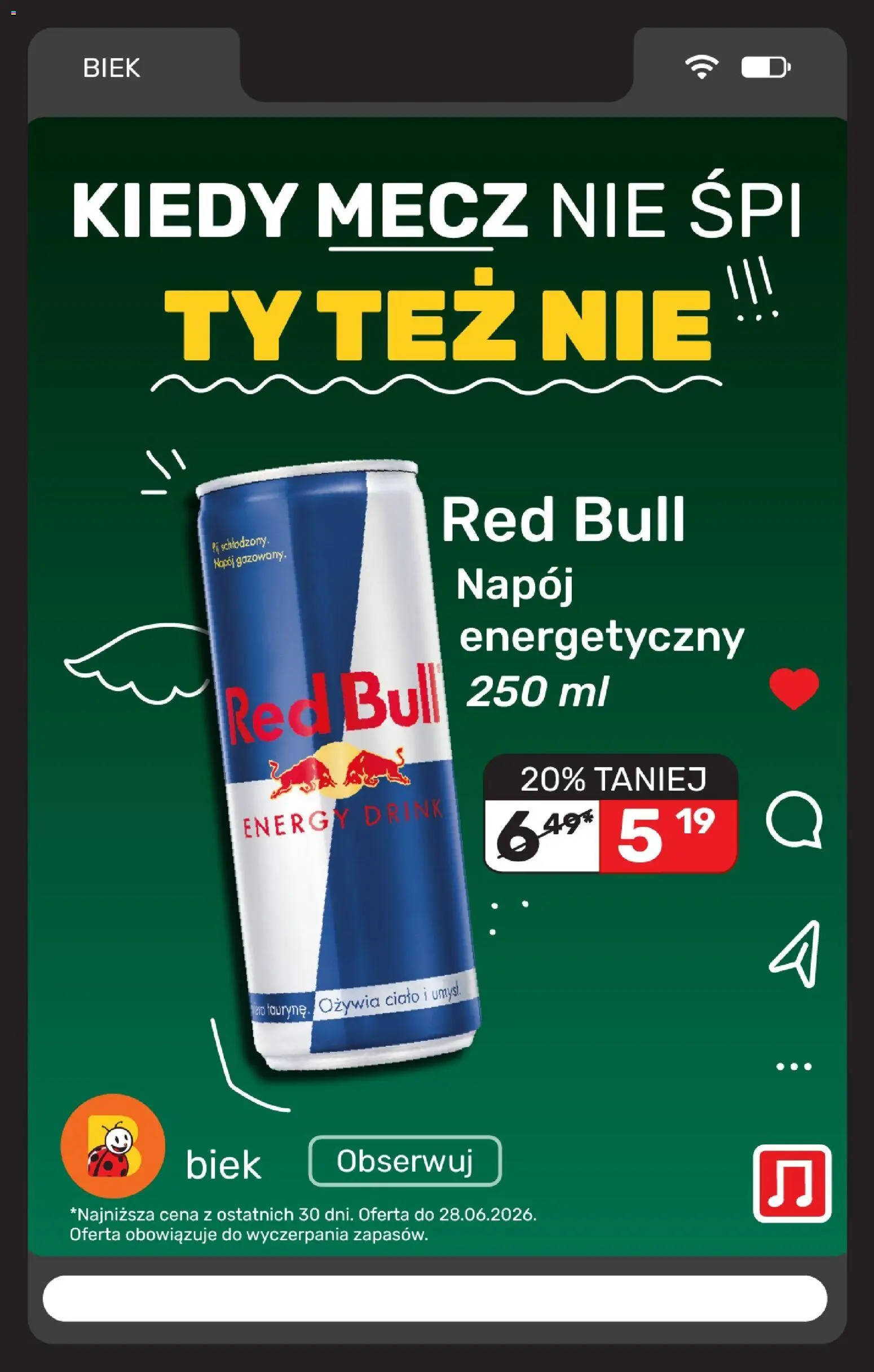 Biedronka gazetka - Biek od 26.06.2026 | Strona: 15 | Produkty: Red bull