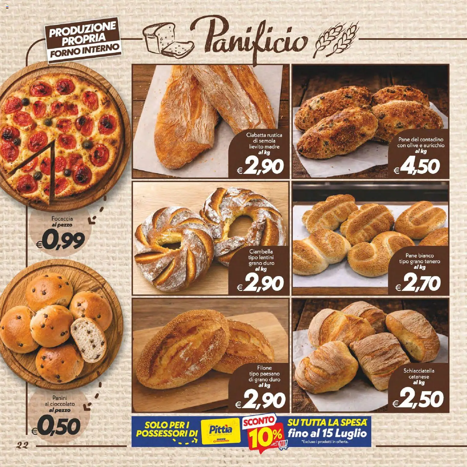 Volantino SuperConveniente del 25/06/2026 | Pagina: 22 | Prodotti: Pane, Cioccolato, Focaccia, Olive