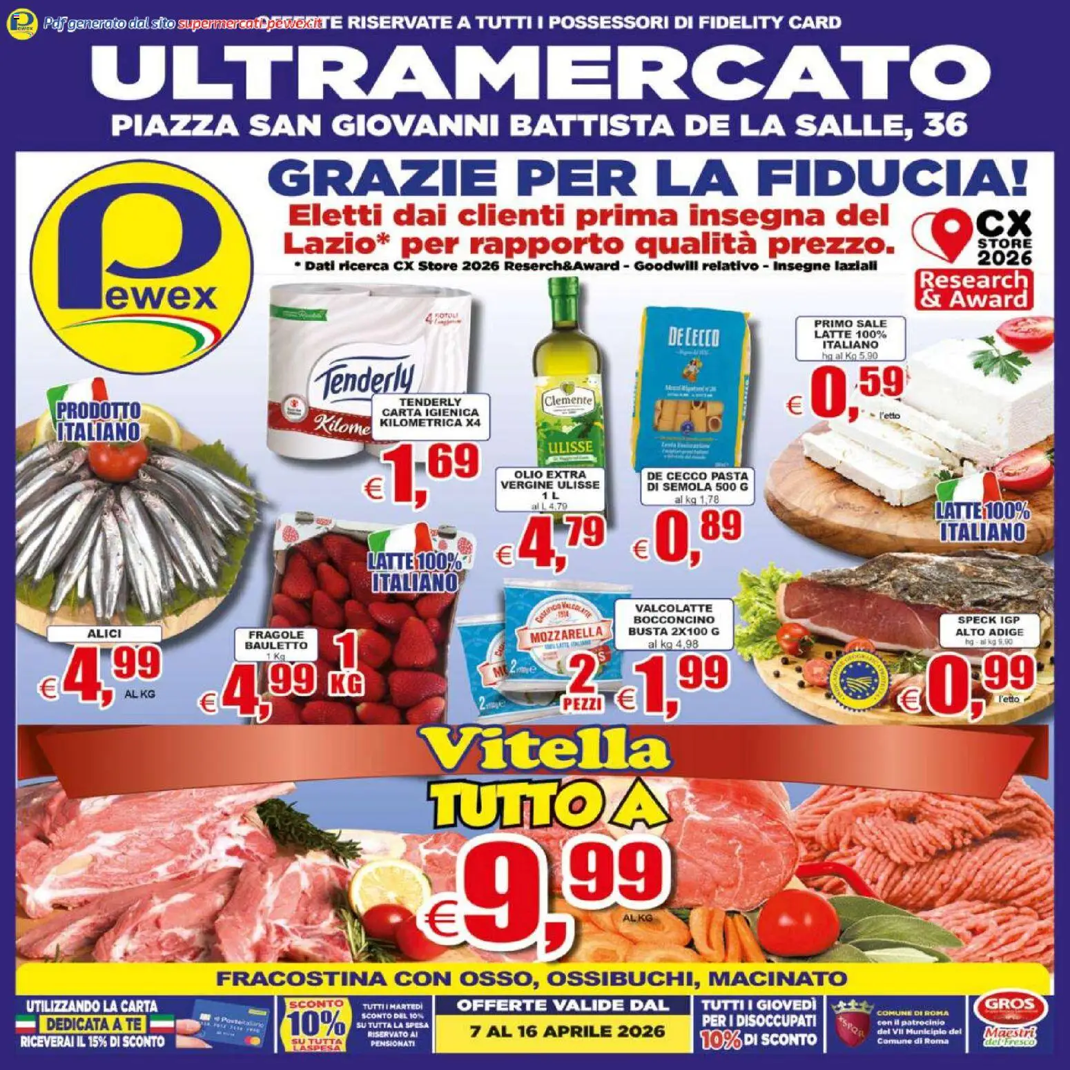 Volantino Pewex del 07.04.2026 | Pagina: 1 | Prodotti: Fragole, Olio, Alici, Macinato