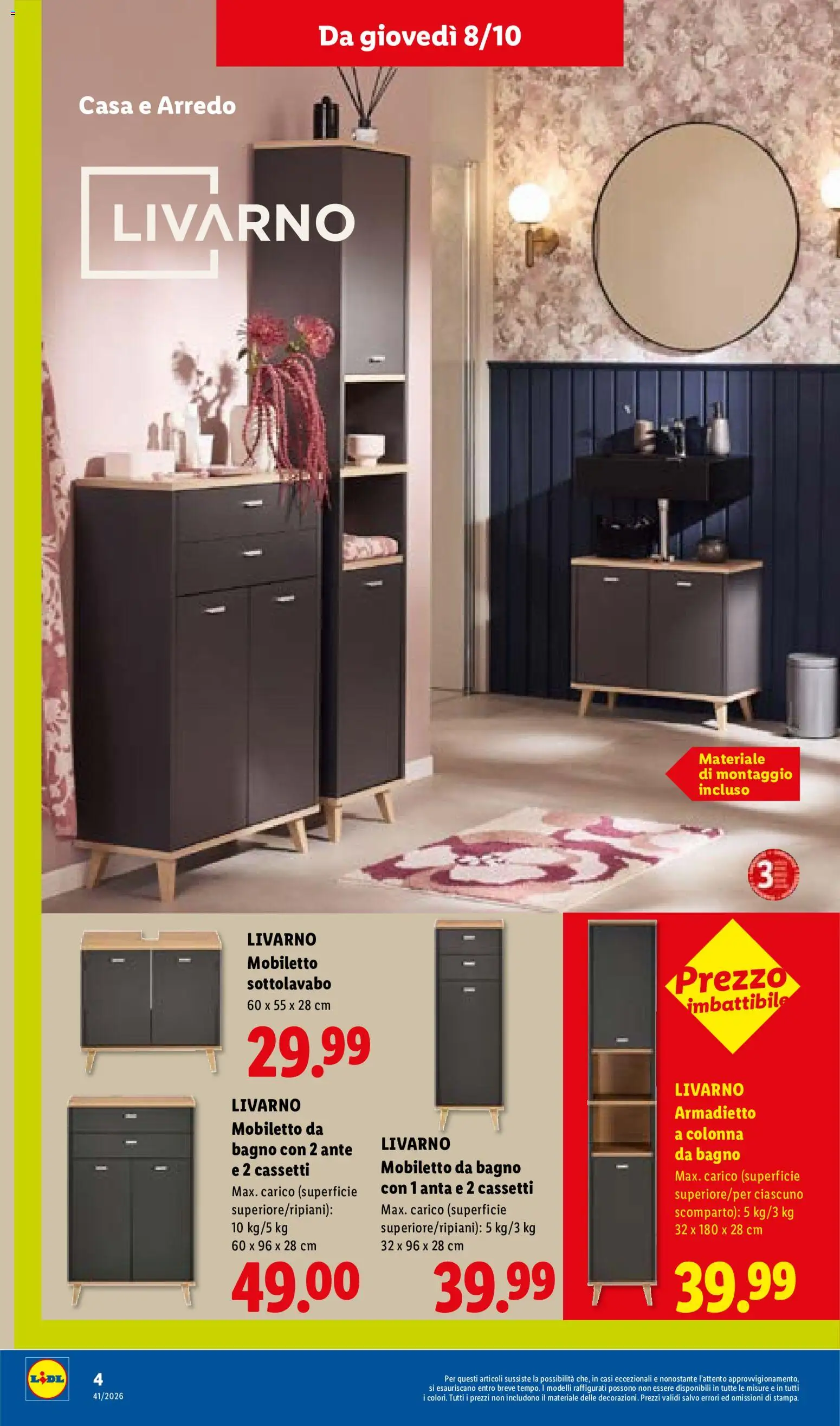 Volantino Lidl del 08/10/2026 | Pagina: 24 | Prodotti: Mobiletto da bagno, Mobiletto, Armadietto, Bagno