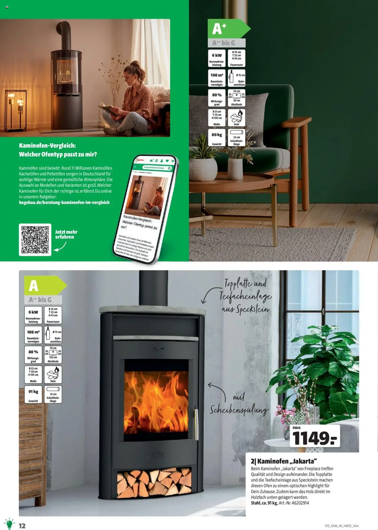 Hagebau Kaminöfen – gültig ab 07.07.2025 | Seite: 12 | Produkte: Ofen, Gewicht, Kaminofen
