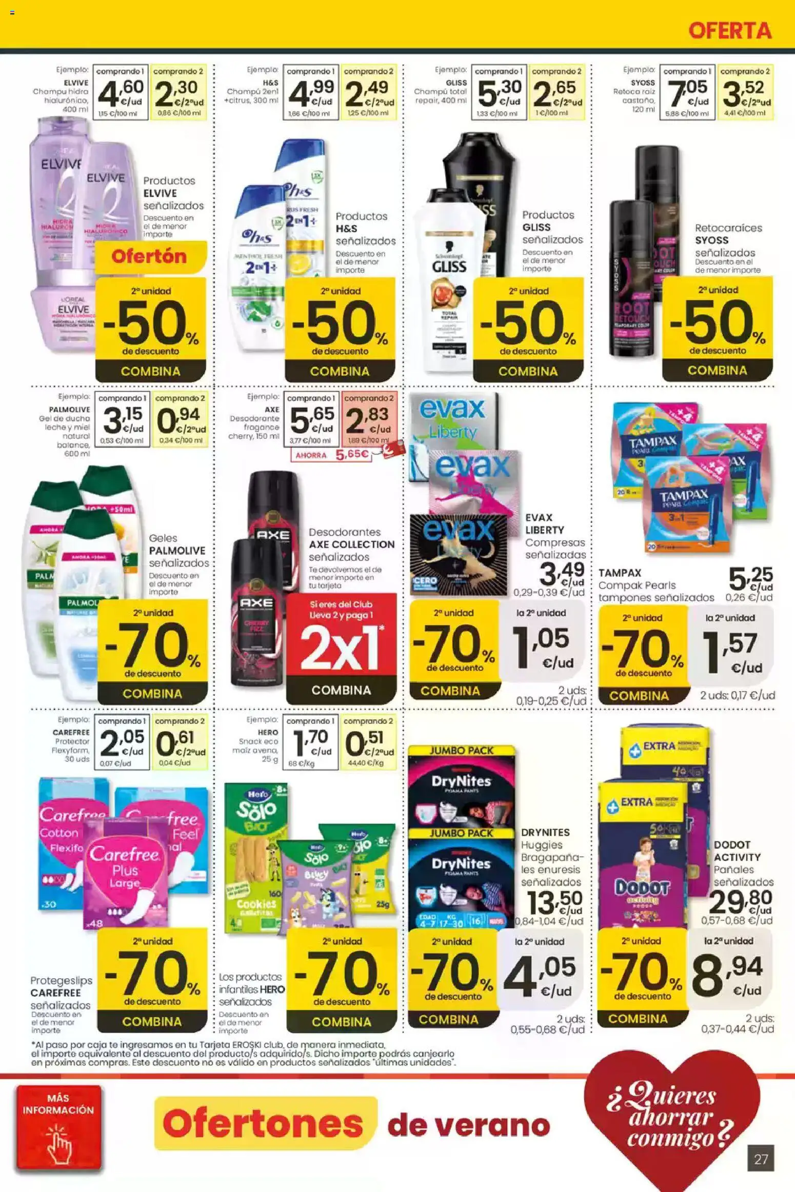 Eroski folleto Center │ válido desde el 16/07/2026 | Página: 27 | Productos: Champú, Desodorante, Γλυφιτζούρι, Caja