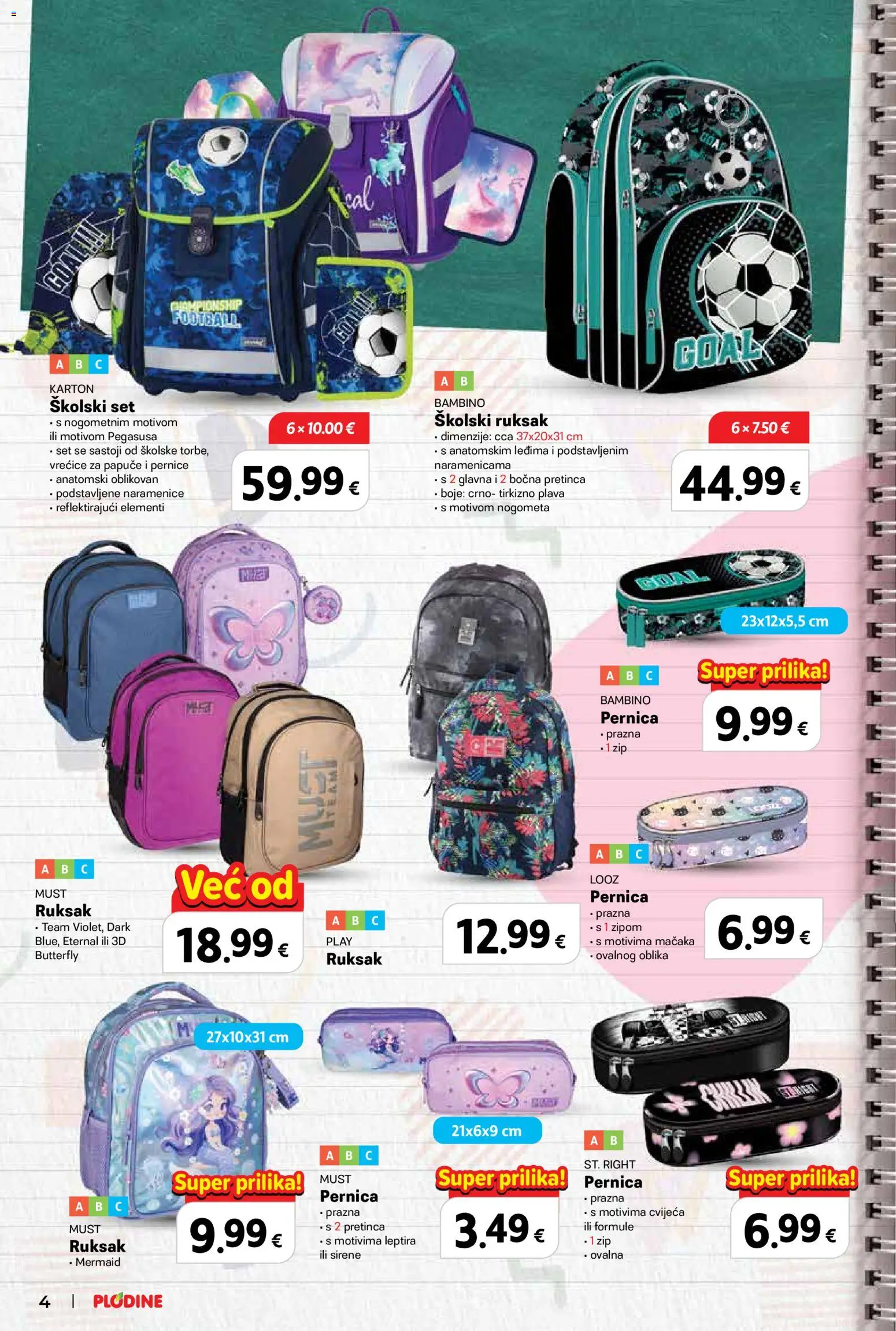 Plodine katalog | vrijedi od 13.08.2026 | Stranica: 4 | Proizvodi: Pernica, Čaše, Papuče, Ruksak