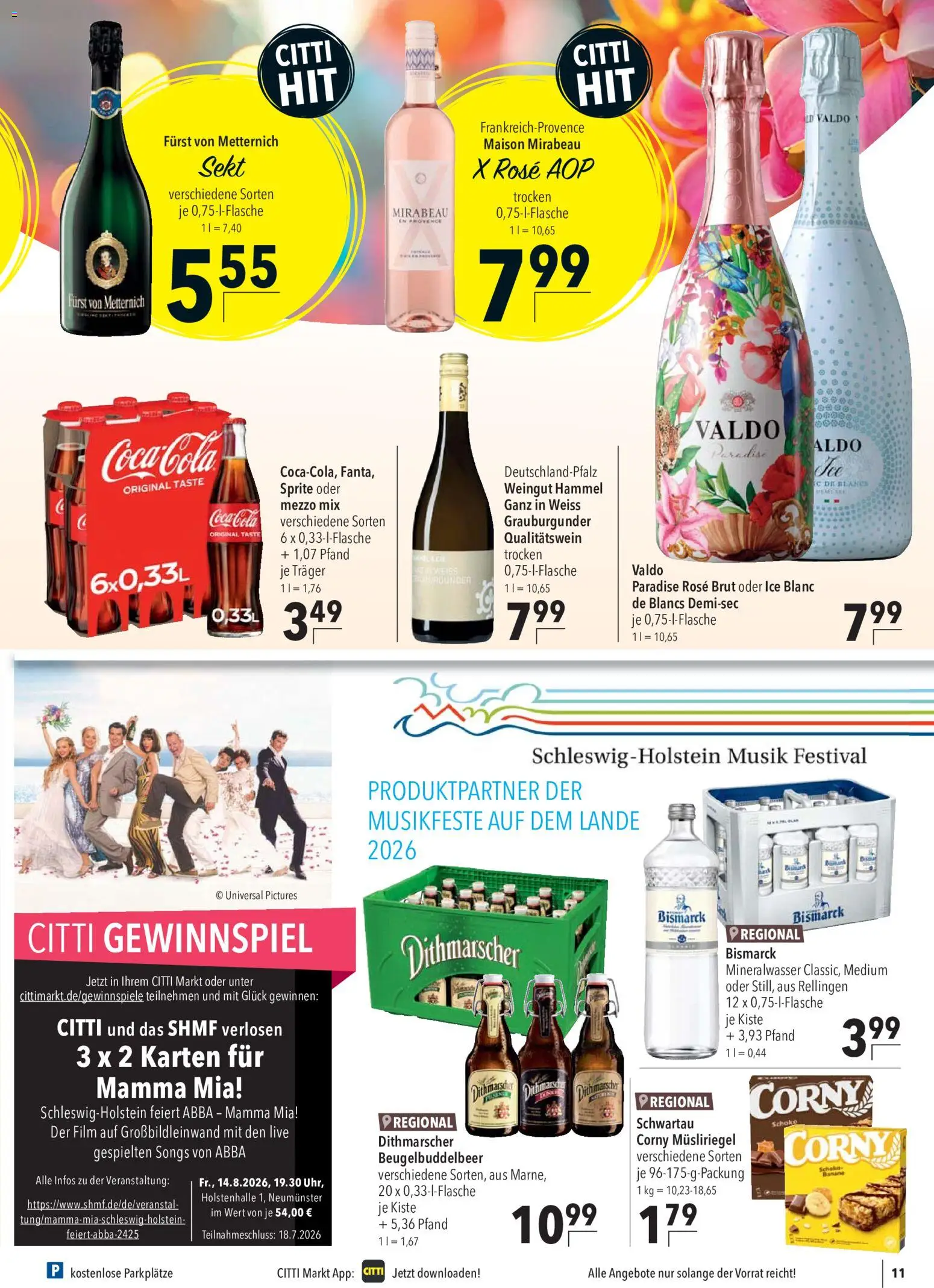CITTI Markt Prospekt – gültig ab 08.07.2026 | Seite: 11 | Produkte: Furst von metternich, Mezzo mix, Sprite, Mineralwasser