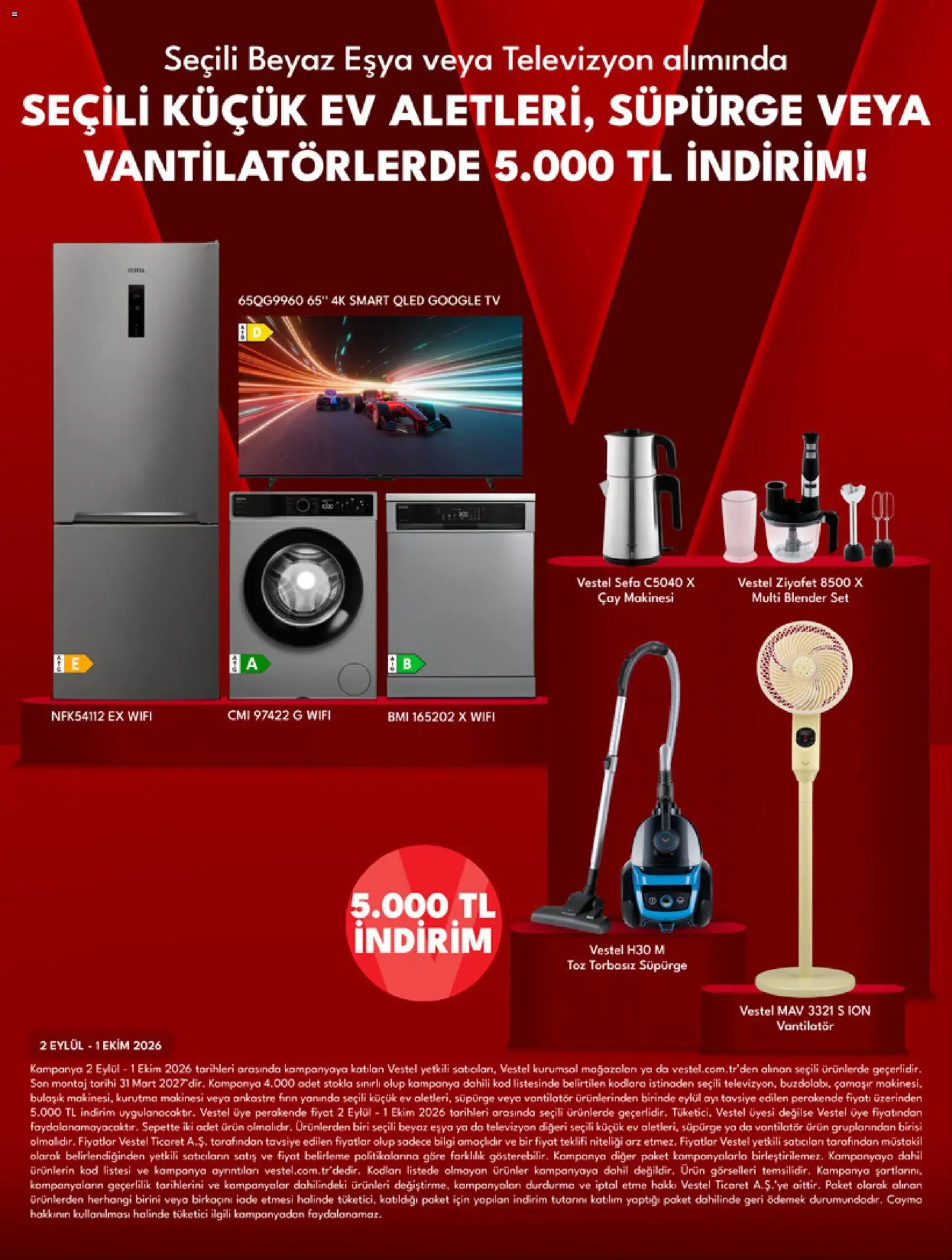 Vestel - Küçük Ev Aletleri - 02 Eylül 2026 tarihinden itibaren geçerlidir | Sayfa: 2 | Ürünler: Çay makinesi, Çay, Fırın, Vantilatör