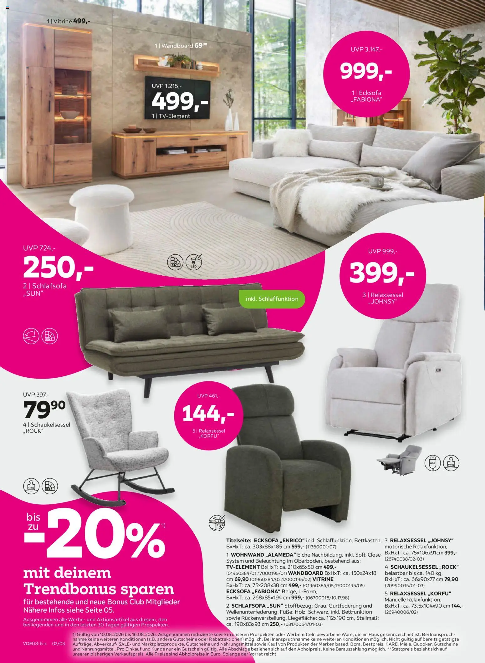 Mömax Prospekt – gültig ab 10.08.2026 | Seite: 2 | Produkte: Schlafsofa, Ecksofa, Relaxsessel, Rock