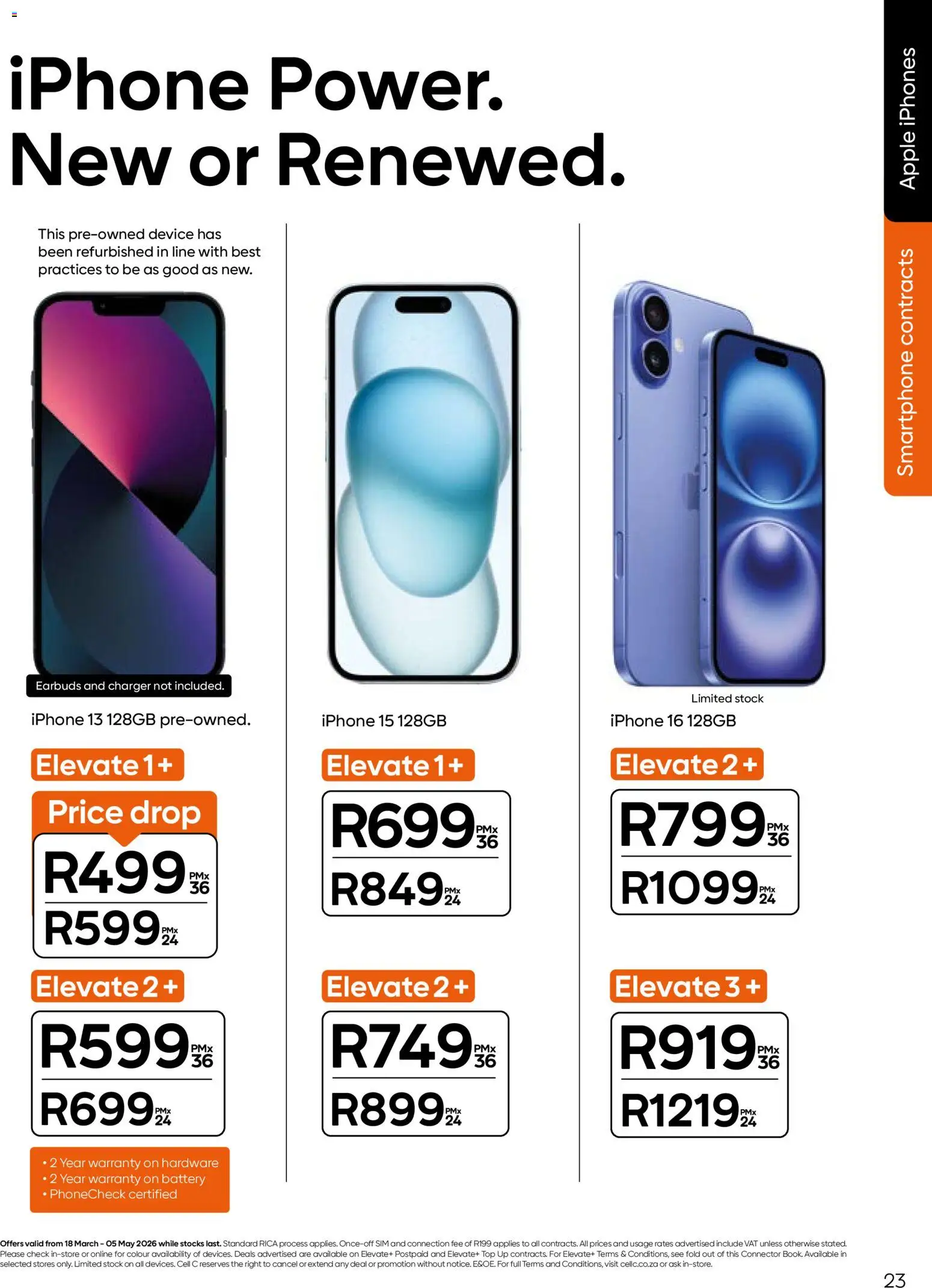 New Cell C catalogue – valid from 18.03.2026 | Page: 25 | Products: Sim, Smartphone, Earbuds, Connector