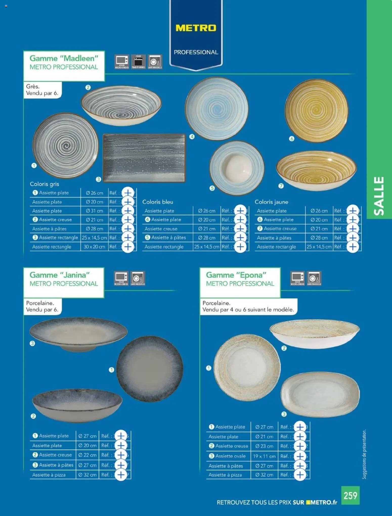{H1} | Page: 259 | Produits: Pizza, Assiette, Pâtes