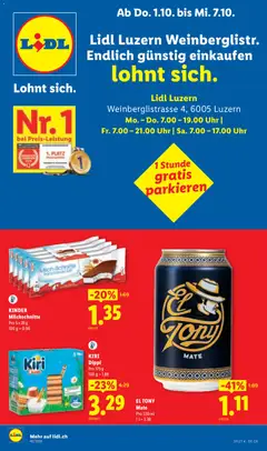 Lidl aktionen Luzern Weinberglistr ab 01.10.2026 gültig