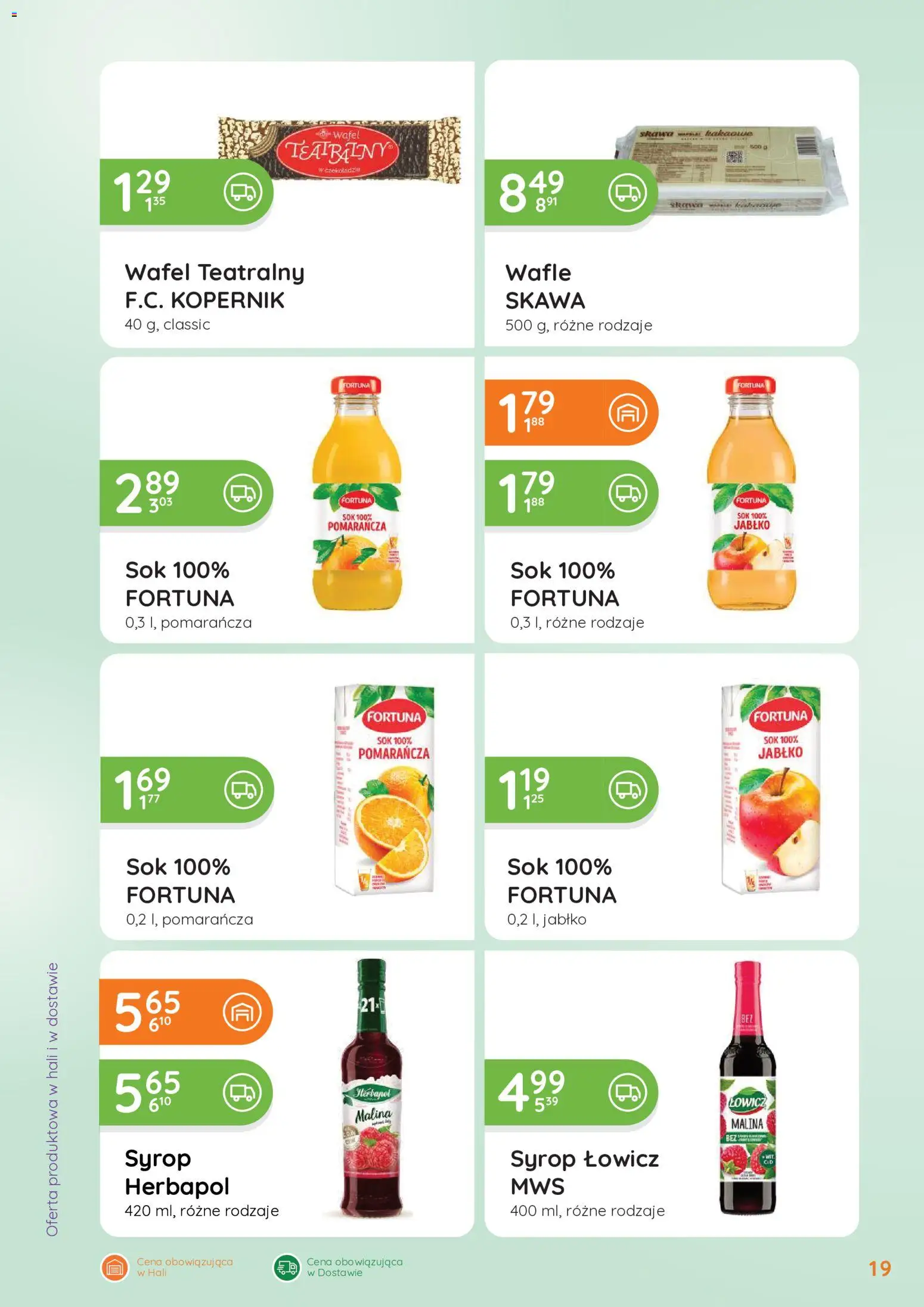 Eurocash gazetka - Oferta Handlowa od 24.08.2026 | Strona: 19 | Produkty: Syrop, Malina, Wafle, Sok