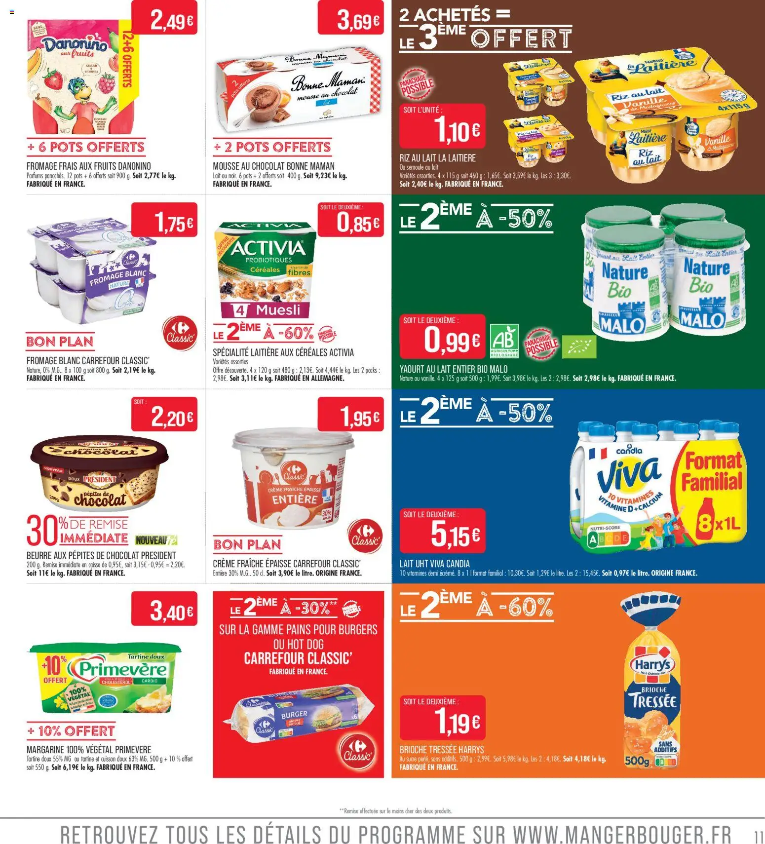 {H1} | Page: 11 | Produits: Lait entier, Sucre, Pépites de chocolat, Fromage frais