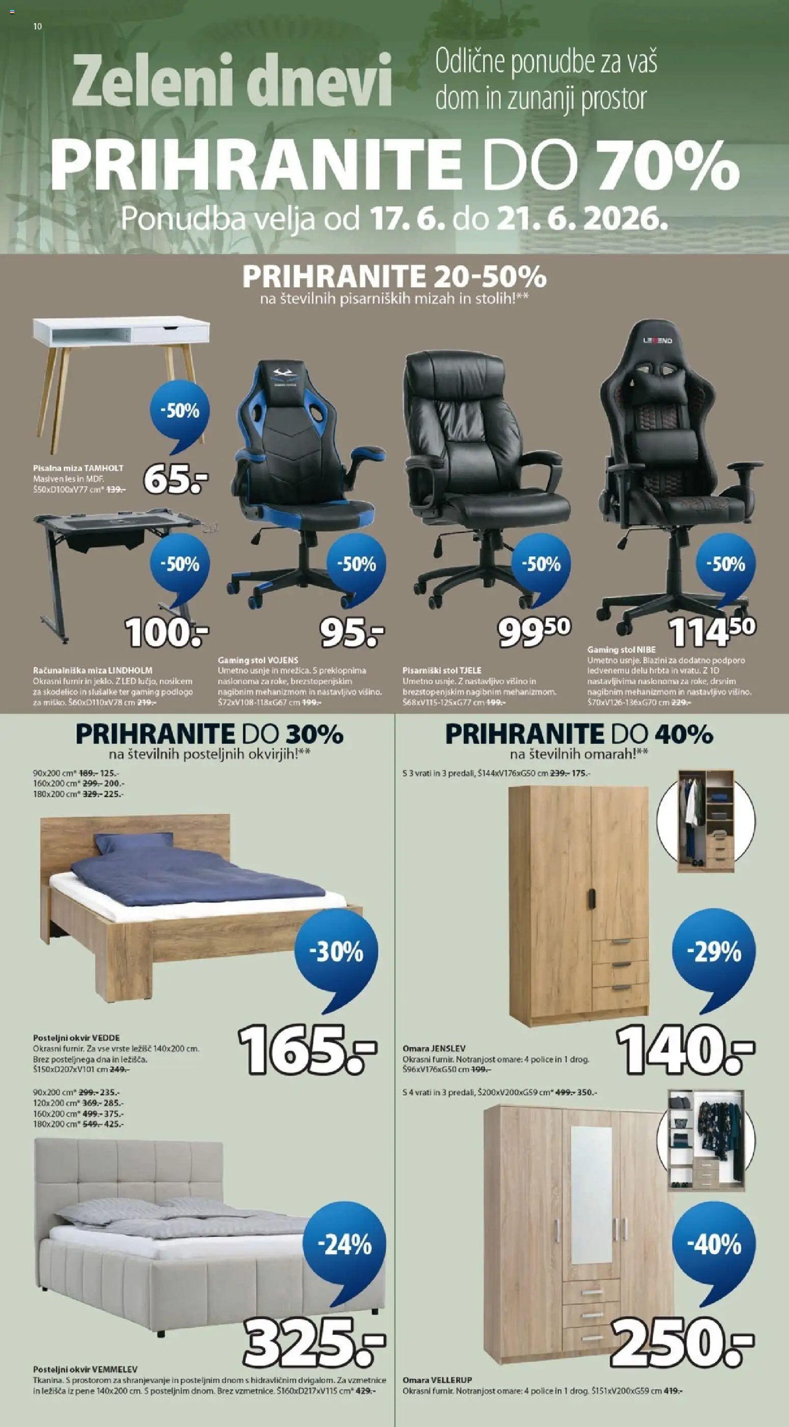 Novi JYSK katalog ponudbe – veljaven od 17.06.2026 | Stran: 10 | Izdelki: Slusalke, Pisalna miza, Okvir, Stol