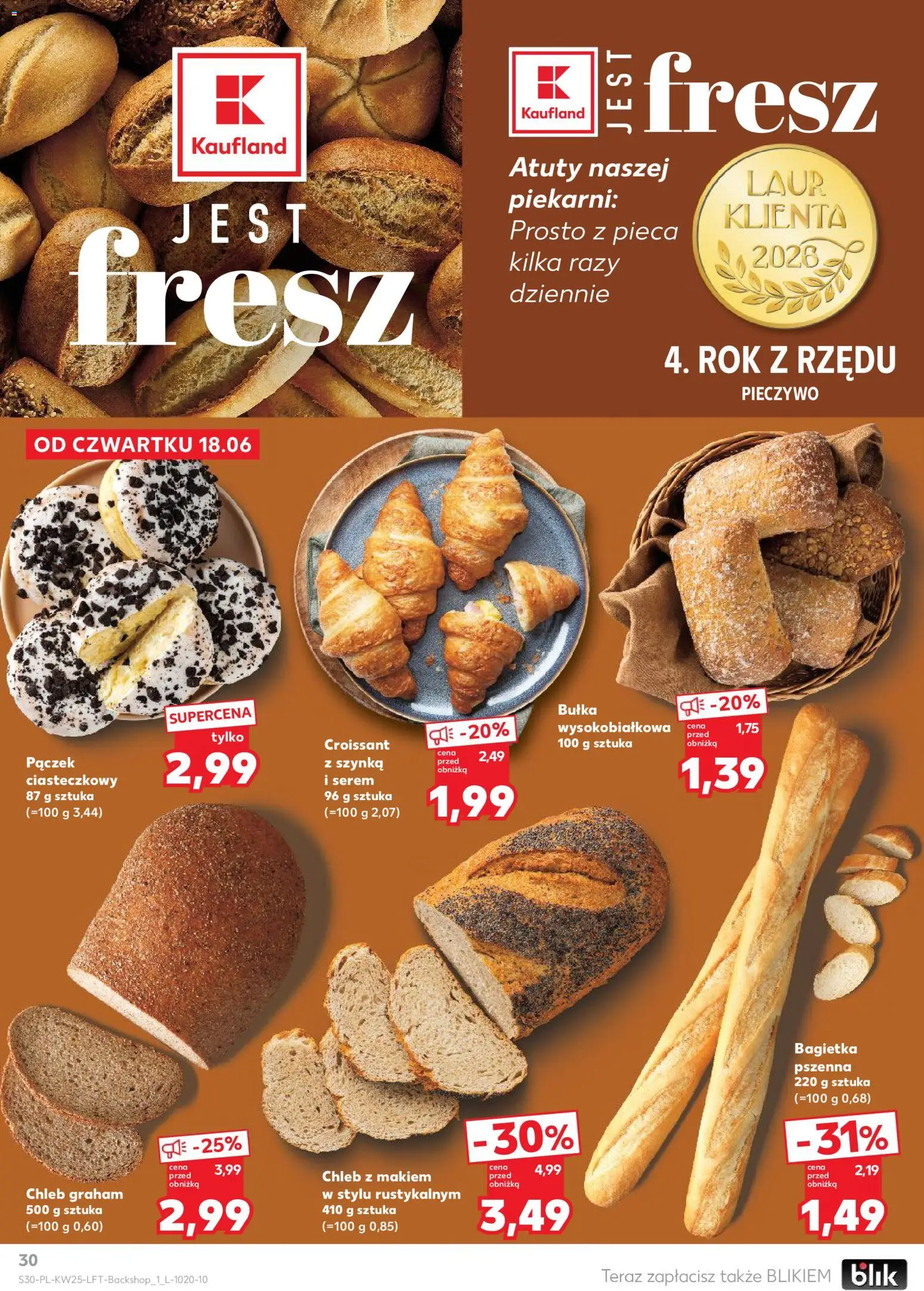 Kaufland Polsko leták od 18.06.2026 | Strana: 30 | Produkty: Chléb, Croissant