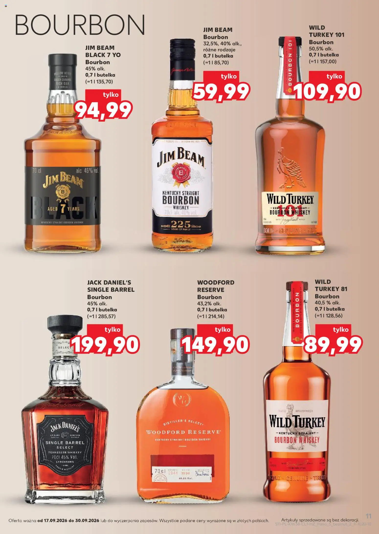 Kaufland Polsko leták - Barek od 17.09.2026 | Strana: 11 | Produkty: Whiskey, Jim Beam, Bourbon, Jack Daniel’s