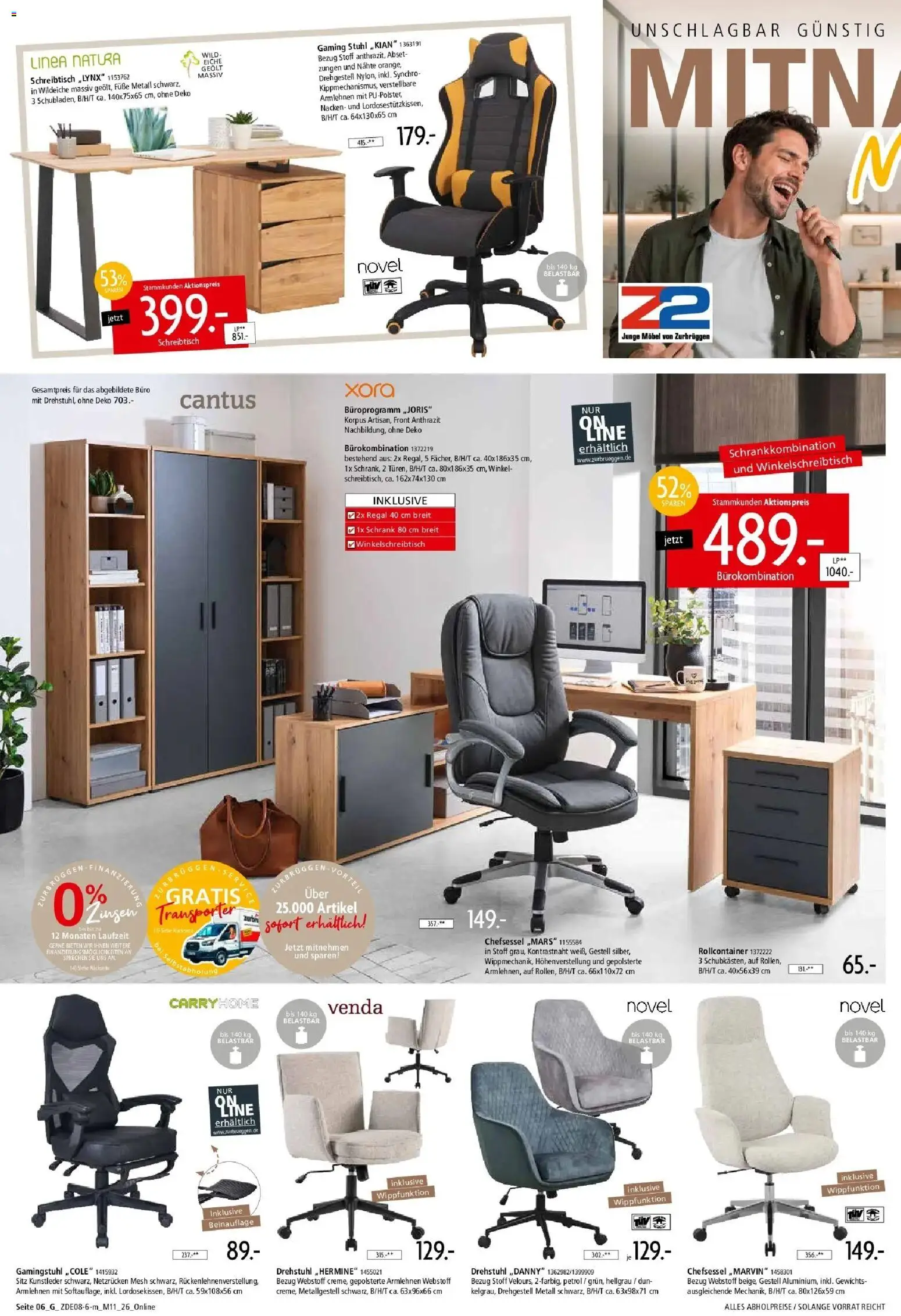 Zurbrüggen - Zurbrüggen: Mitnahme Möbel – gültig ab 29.08.2026 | Seite: 28 | Produkte: Regal, Schrank, Gamingstuhl, Rollcontainer