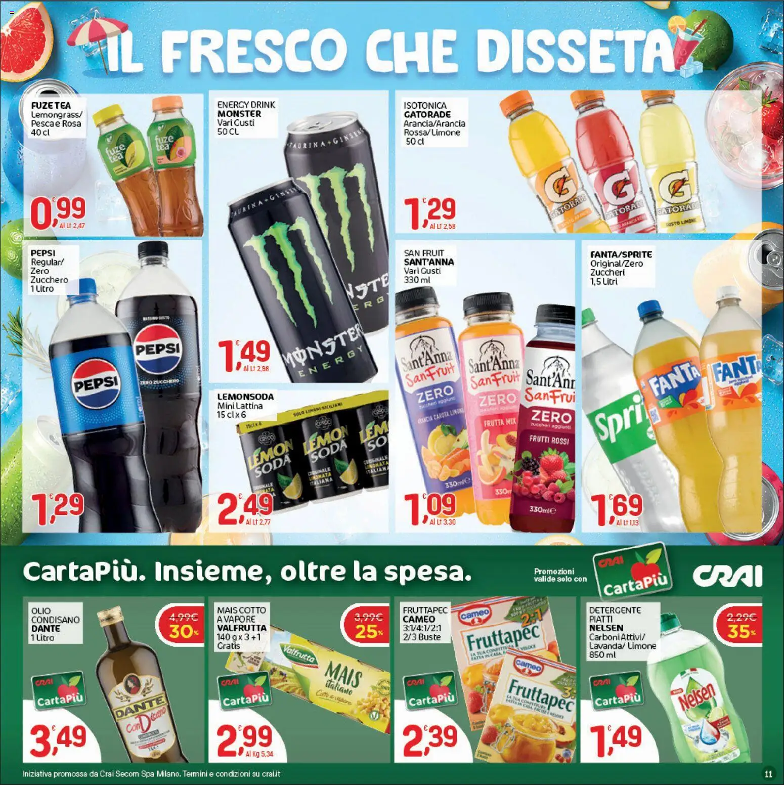 Volantino CRAI del 09/07/2026 | Pagina: 11 | Prodotti: Zucchero, Limone, Fanta, Mais