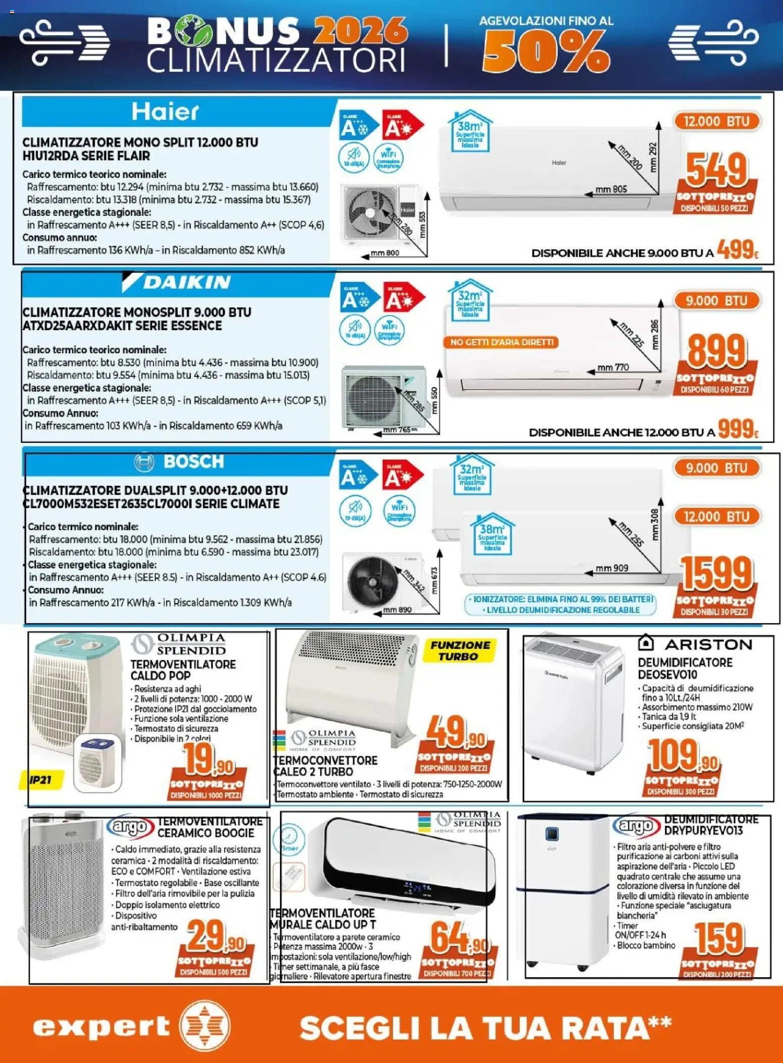 Volantino Expert del 08/10/2026 | Pagina: 27 | Prodotti: Climatizzatore, Deumidificatore, Tanica