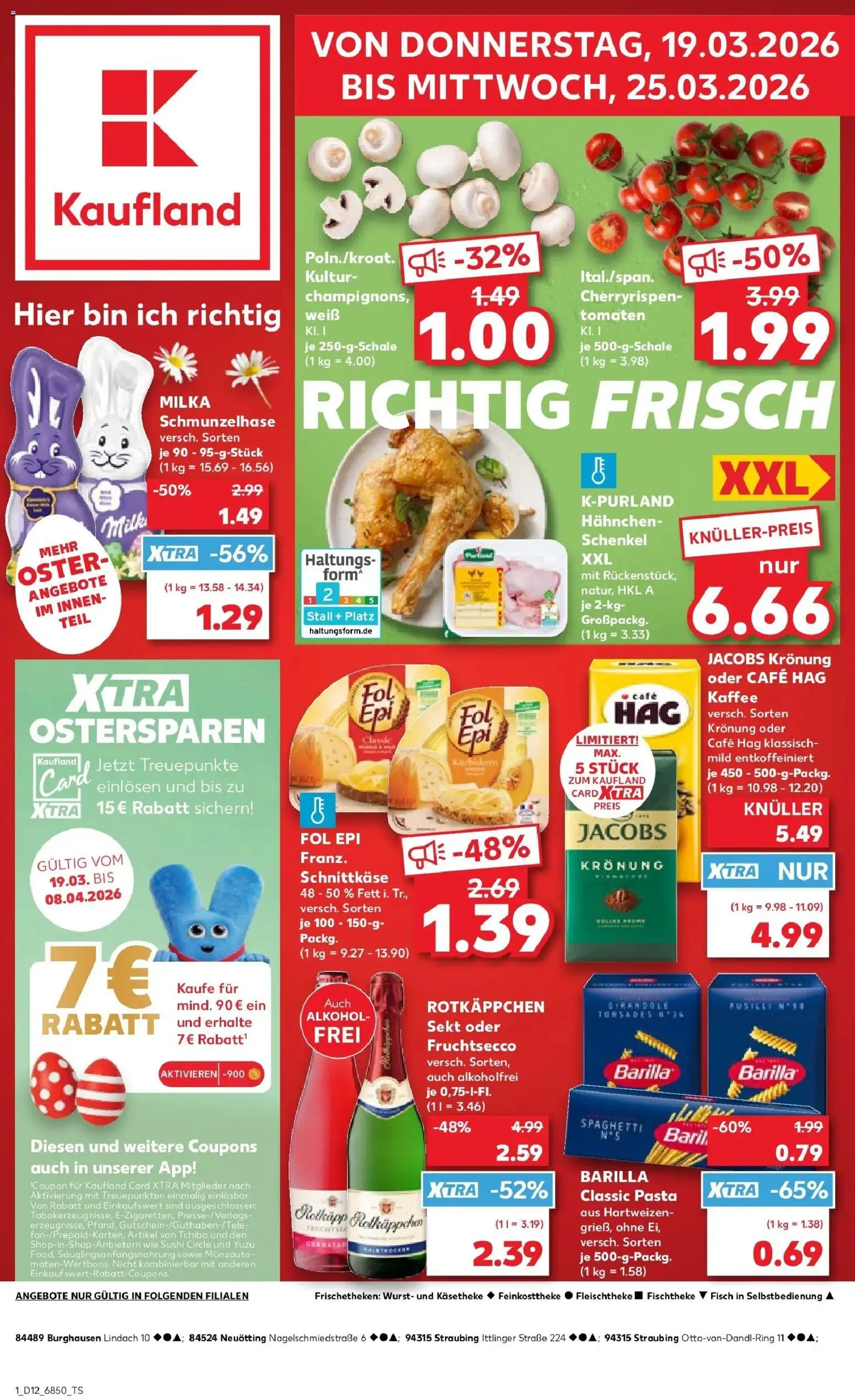 Kaufland Prospekt Burghausen	 – gültig ab 19.03.2026 | Seite: 1 | Produkte: Milka, Fruchtsecco, Fisch, Rotkäppchen