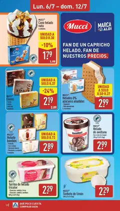 Vista previa MUCCI®, Cono helado, nata, MUCCI® Cono helado nata, 6 unidades válido desde el 06/07/2026 | Página: 12 | Productos: Helado bombón, Chocolate, Crema, Φρυγανιές σικάλεως