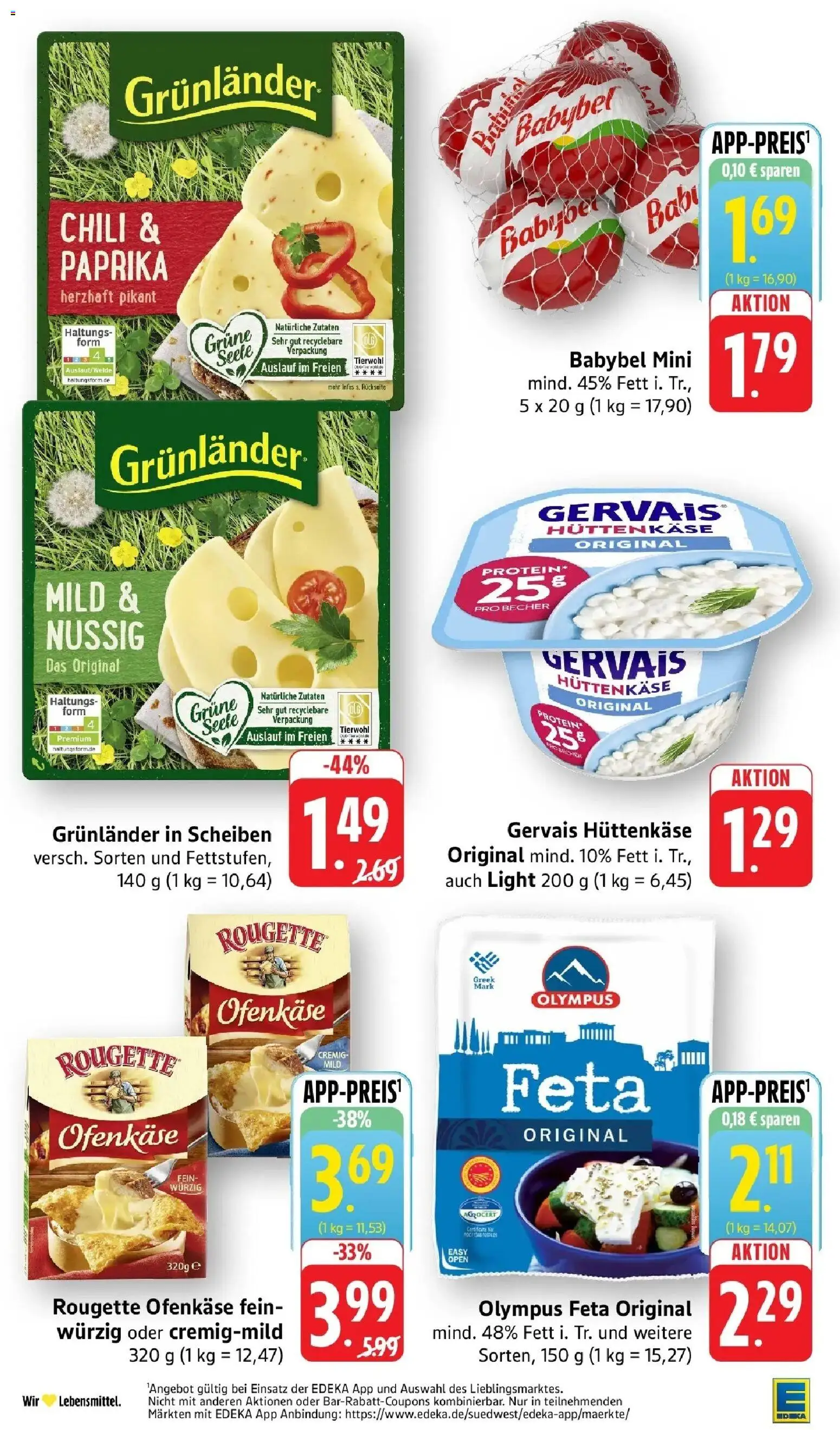 Edeka Prospekt Weinstadt-Großheppach (ab 28.09.2026) » Angebote Online | Seite: 14 | Produkte: Feta, Chili, Babybel, Hüttenkäse
