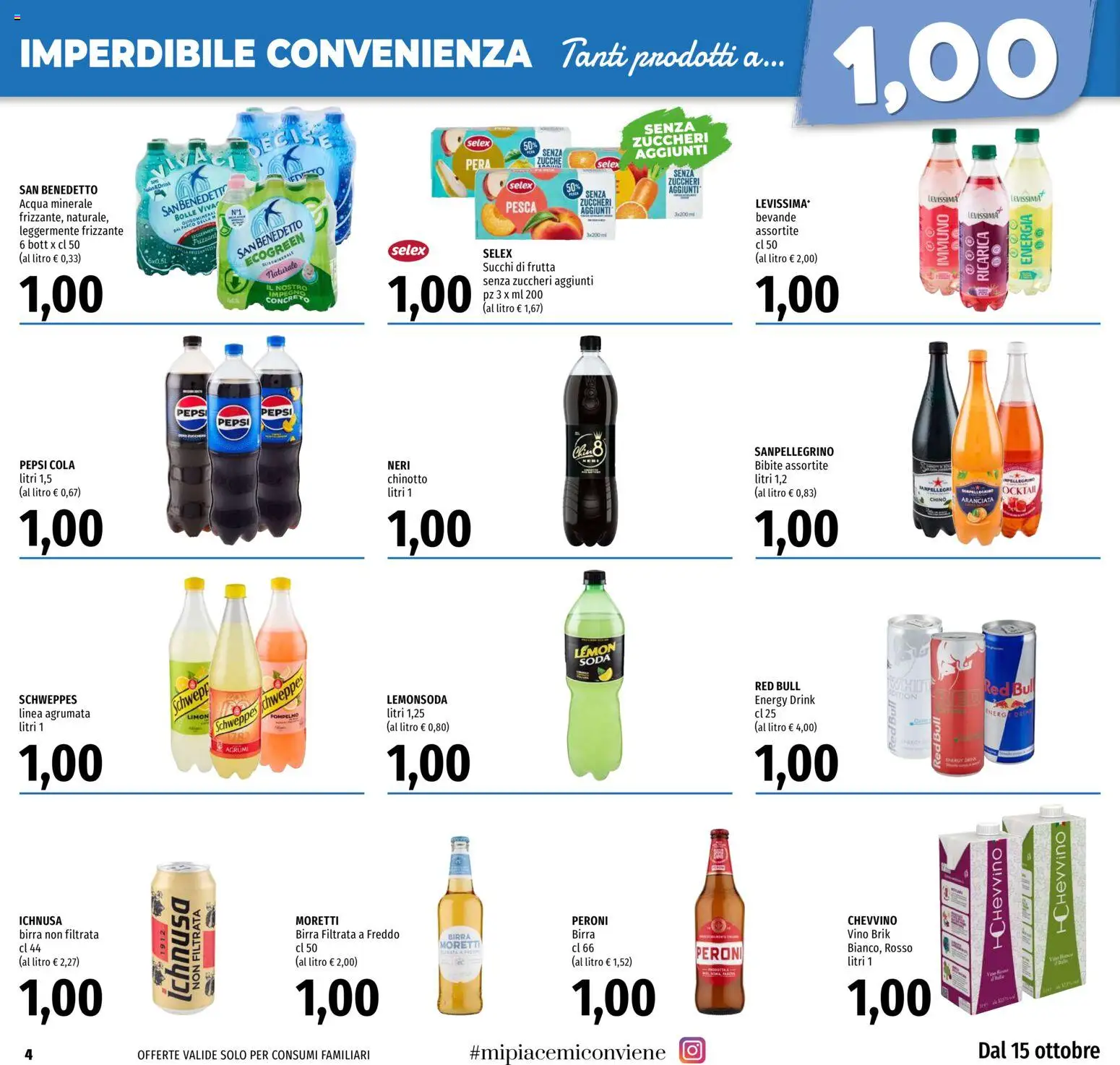 Volantino EMI del 15/10/2026 | Pagina: 4 | Prodotti: Birra, Chinotto, Acqua, Bibite