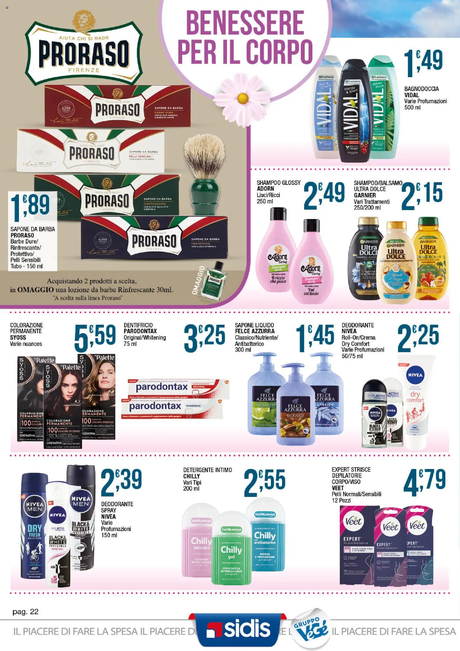 Volantino Sidis del 07/09/2026 | Pagina: 22 | Prodotti: Shampoo, Strisce, Sapone, Tubo