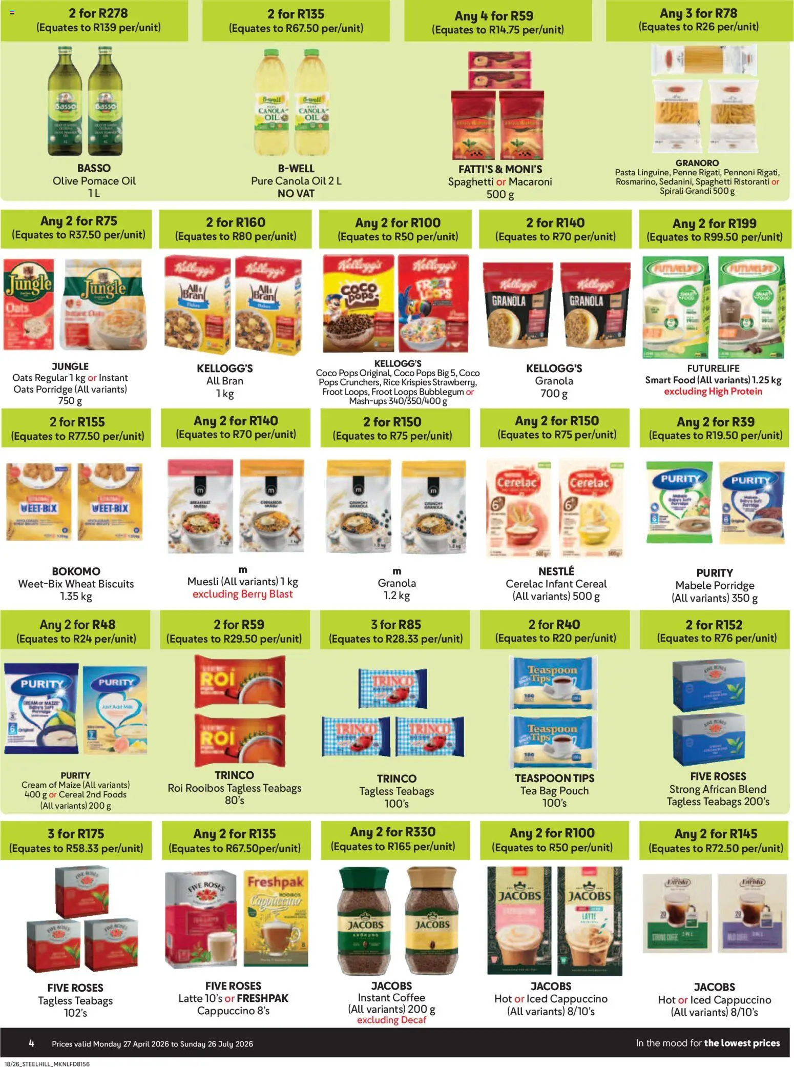 New Makro catalogue – valid from 27.04.2026 | Page: 4 | Products: Detergente líquido, Oats, Tea, Pasta
