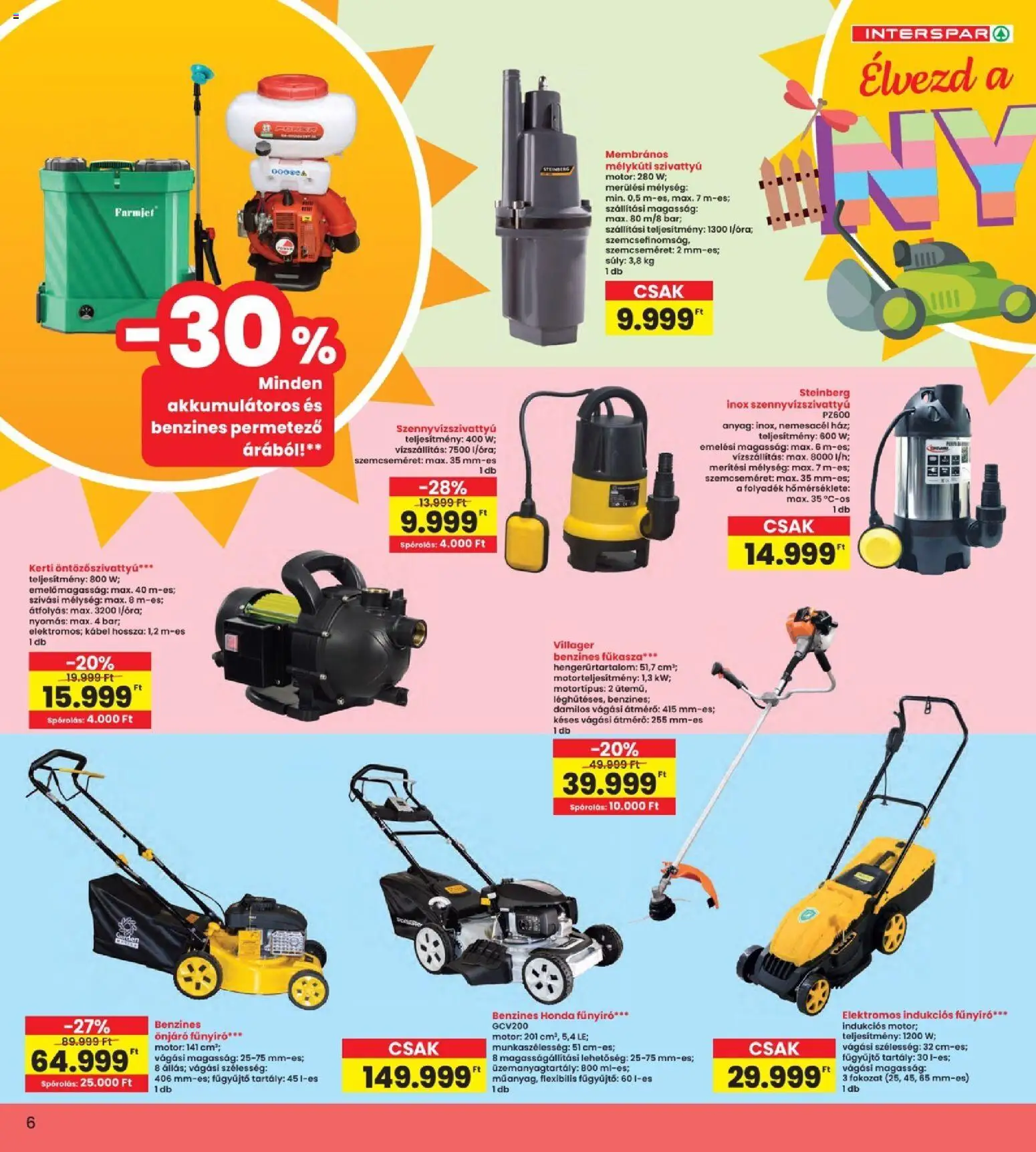 Interspar akciós ujság - amely érvényes a következő dátumtól: 28.05.2026 | Oldal: 6 | Termékek: Kábel, Permetező, Fűkasza, Szivattyú