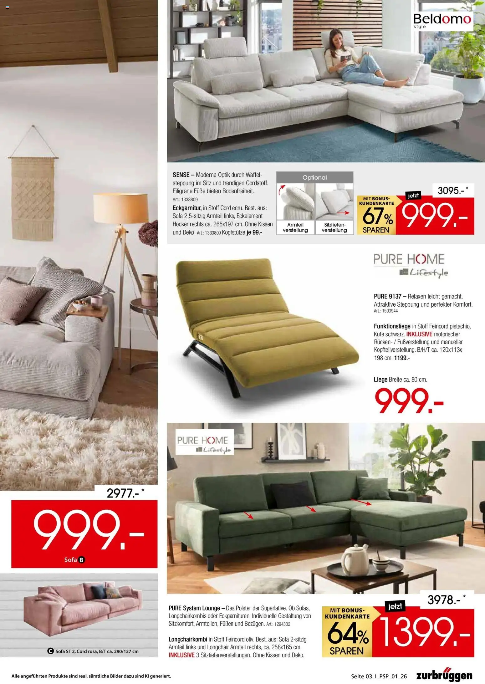 Zurbrüggen - Zurbrüggen: Polstermöbel Spezial (ab 26.10.2026) zum Blättern | Seite: 3 | Produkte: Hocker, Sofa, Liege, Bilder