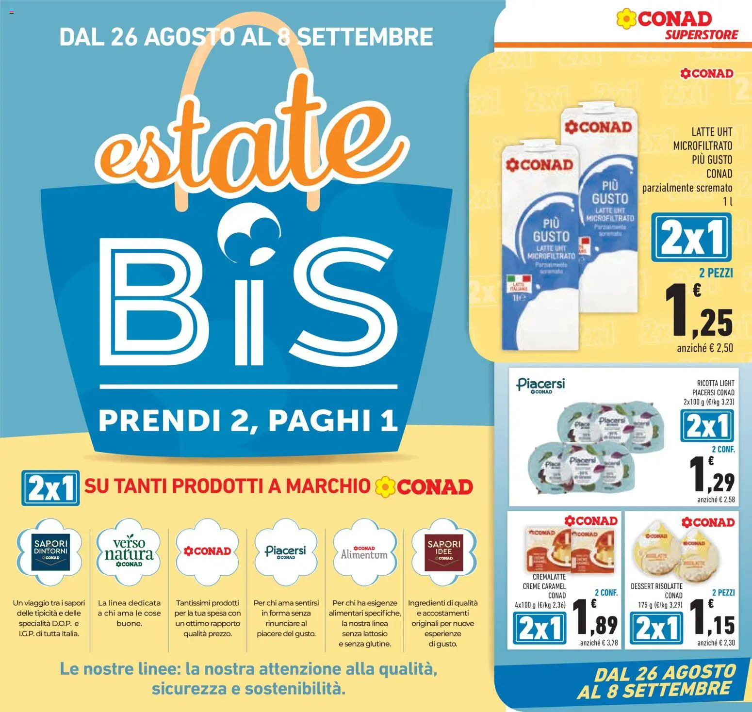 Volantino Conad del 26/08/2026 | Pagina: 4 | Prodotti: Latte, Ricotta, Specialità, Dessert