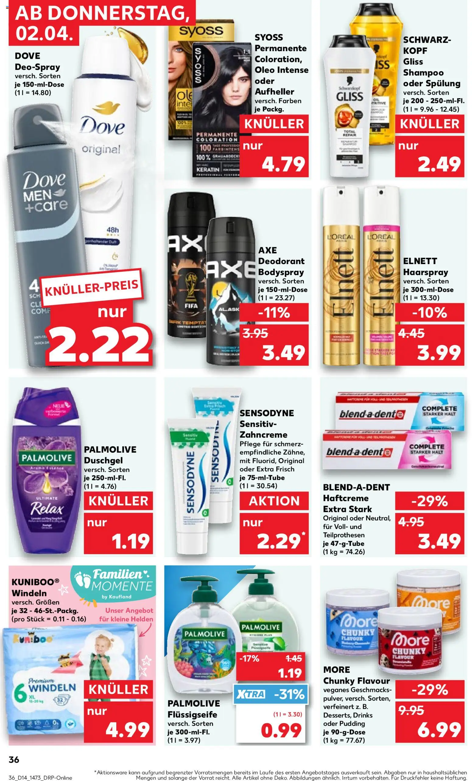 Kaufland Prospekt Rostock	 – gültig ab 02.04.2026 | Seite: 34 | Produkte: Aufheller, Duschgel, Shower Gel, Deospray