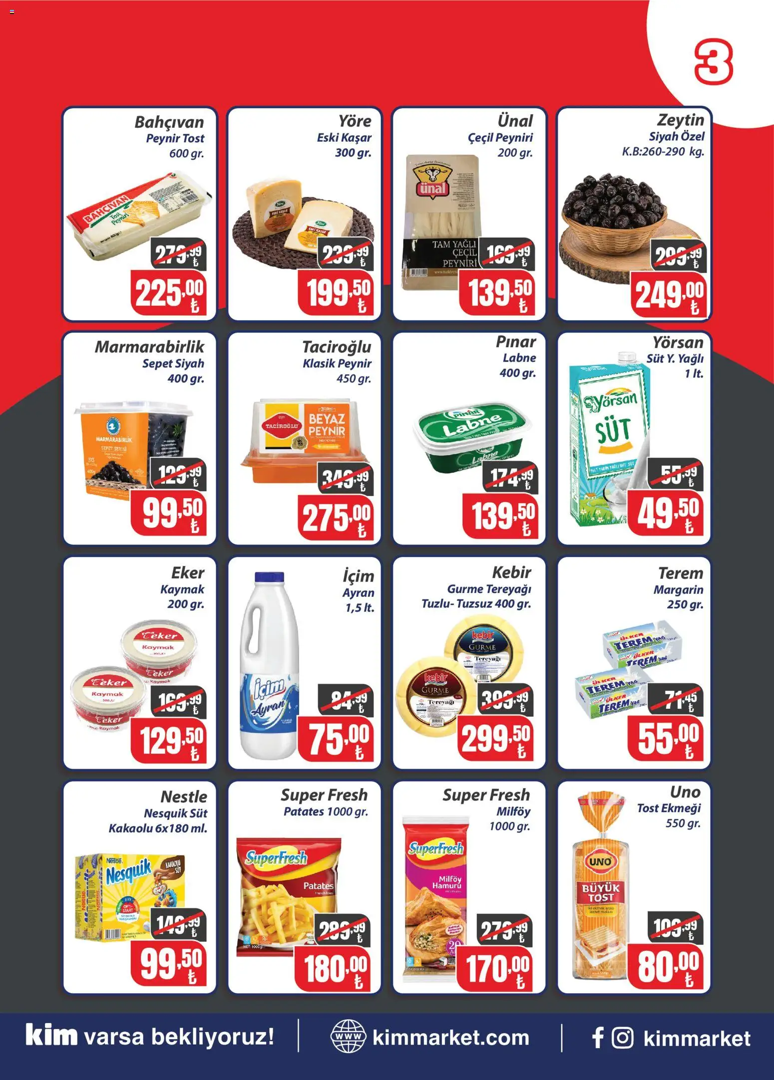 Kim Market Katalog - Marmara Insert - 19 Ekim 2026 tarihinden itibaren geçerlidir | Sayfa: 3 | Ürünler: Peynir, Ekmek, Yağ, Et