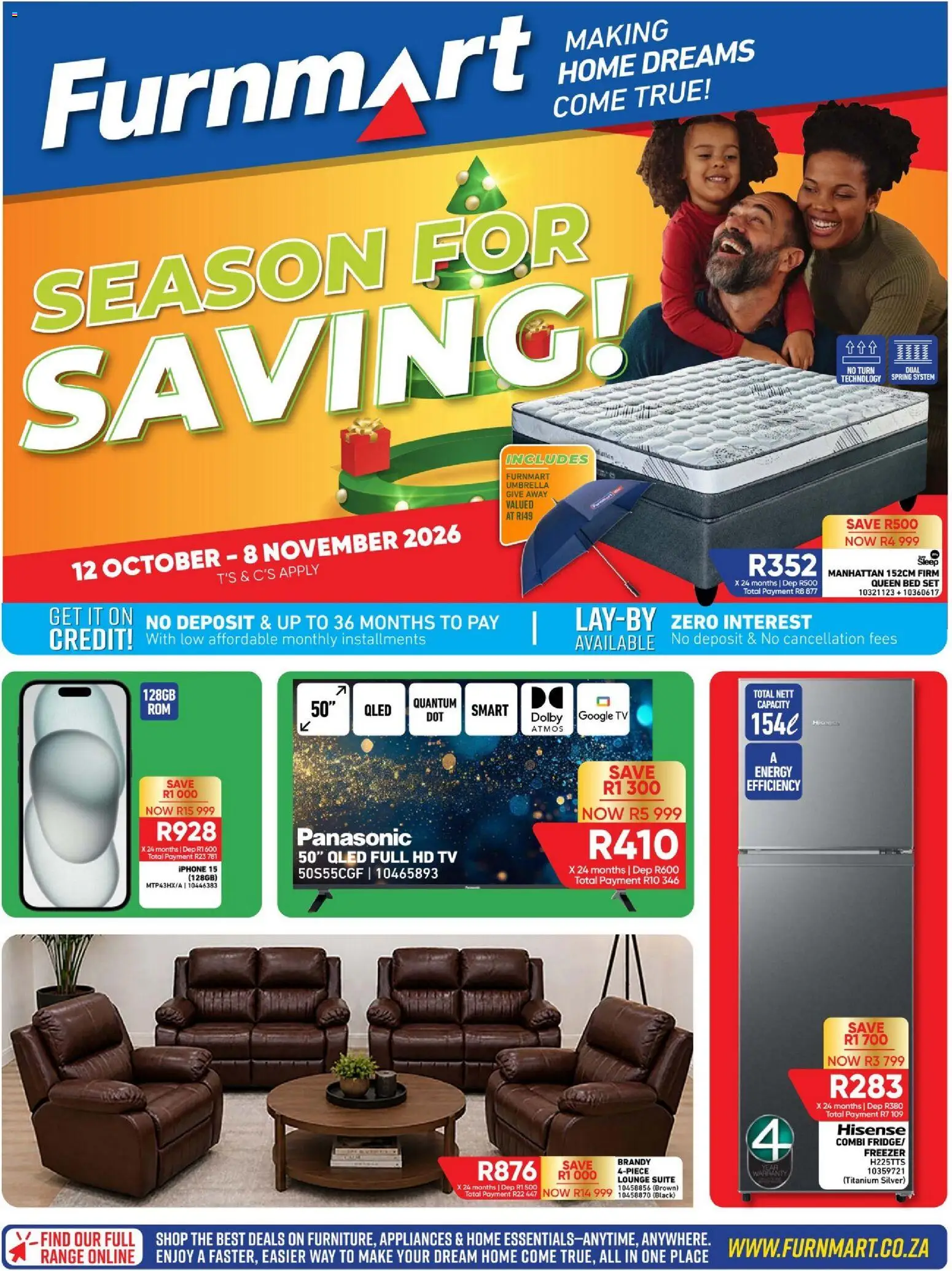 New Furnmart catalogue – valid from 12/10/2026 | Page: 1 | Products: Freezer, Queen bed, Bed, Brandy