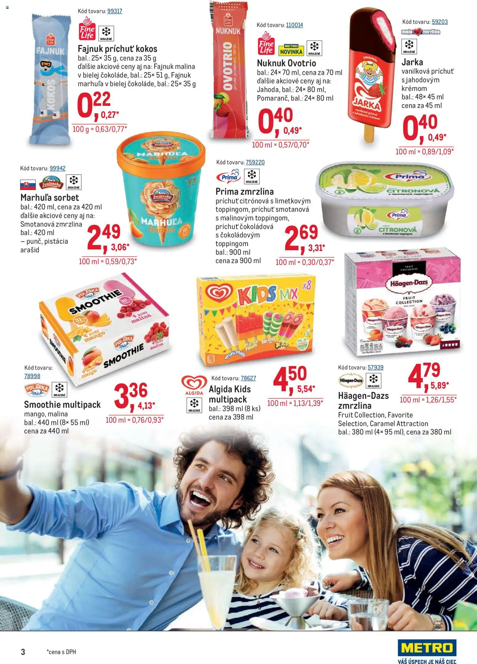 Nové Metro akcie – leták je platný od 12.08.2026 | Strana: 3 | Produkty: Kokos, Zmrzlina, Sorbet, Mango