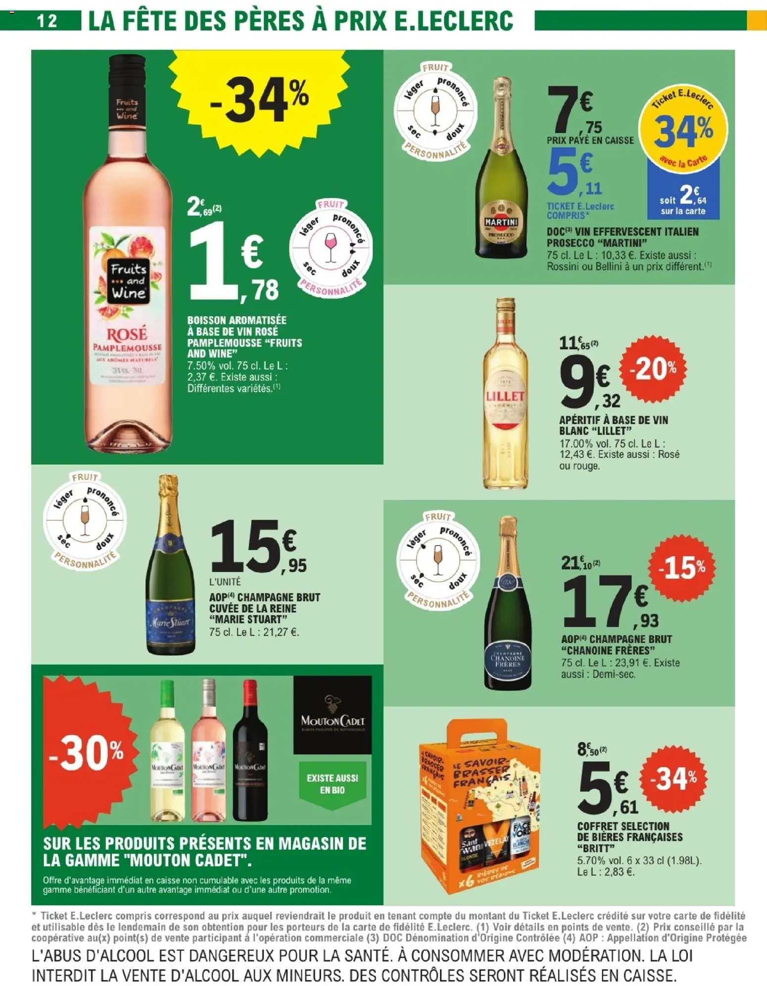 {H1} | Page: 12 | Produits: Base, Champagne brut, Prosecco, Martini