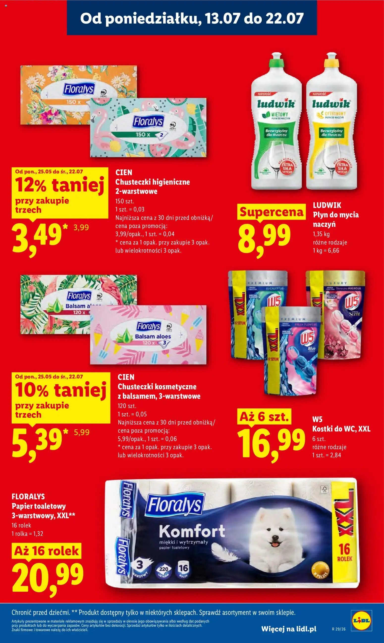 Lidl gazetka od 13.07.2026 | Strona: 65 | Produkty: Papier toaletowy, Cleaner, Chusteczki higieniczne, Płyn do mycia naczyń