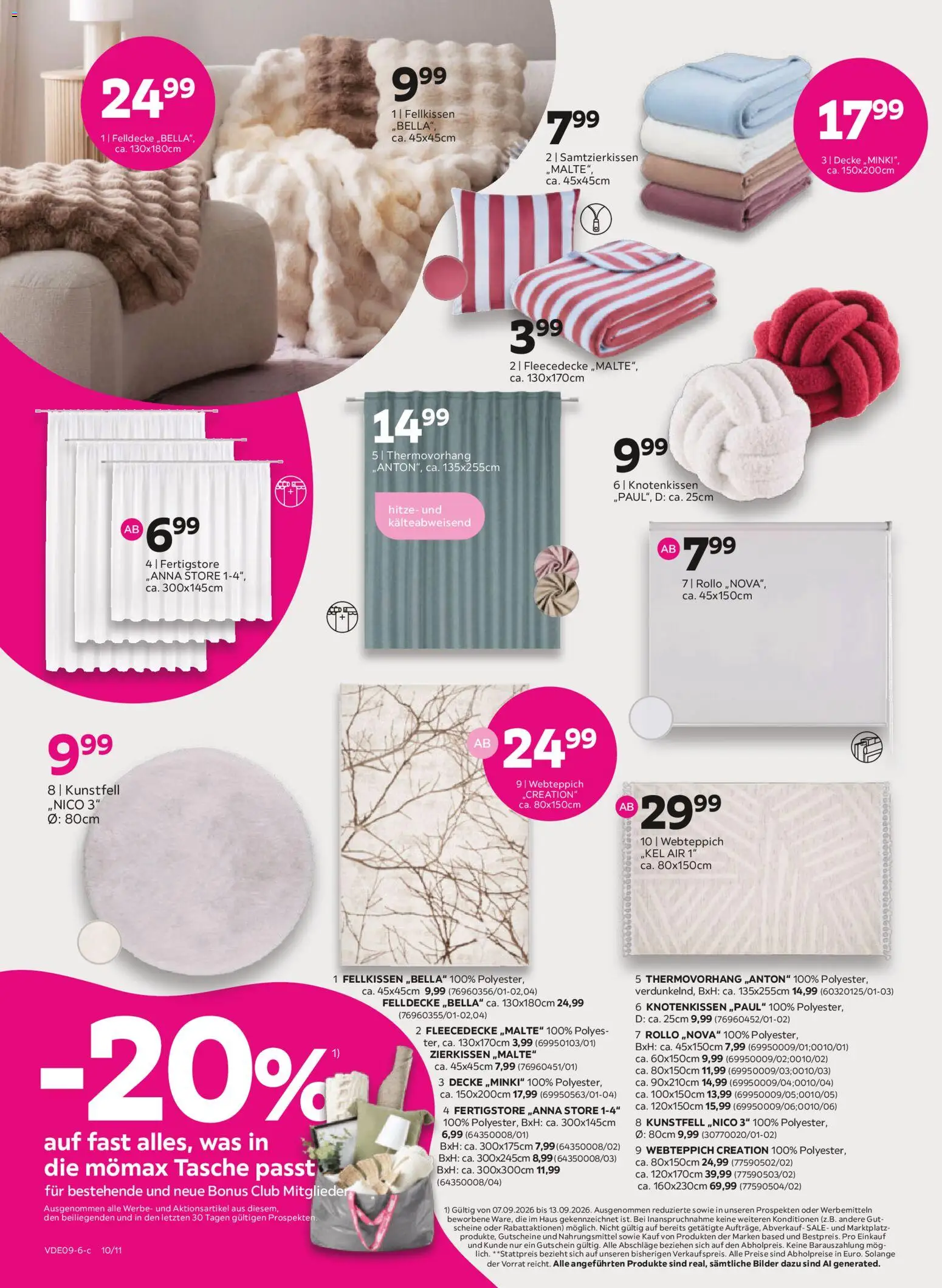 Mömax Prospekt – gültig ab 07.09.2026 | Seite: 10 | Produkte: Tasche, Decke, Bilder