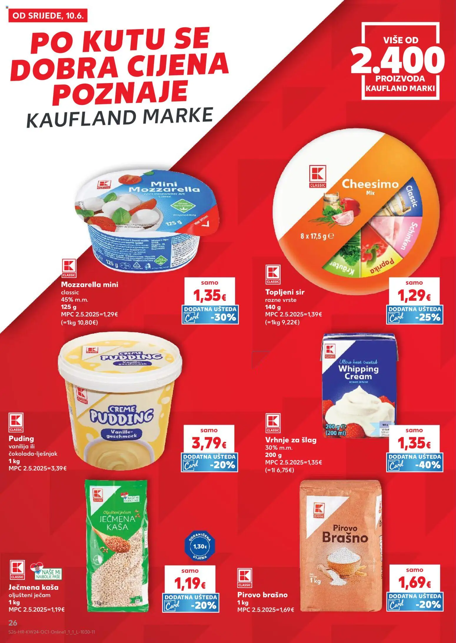 Kaufland katalog | vrijedi od 10.06.2026 | Stranica: 26 | Proizvodi: Mozzarella, Paprika, Brašno, Šlag