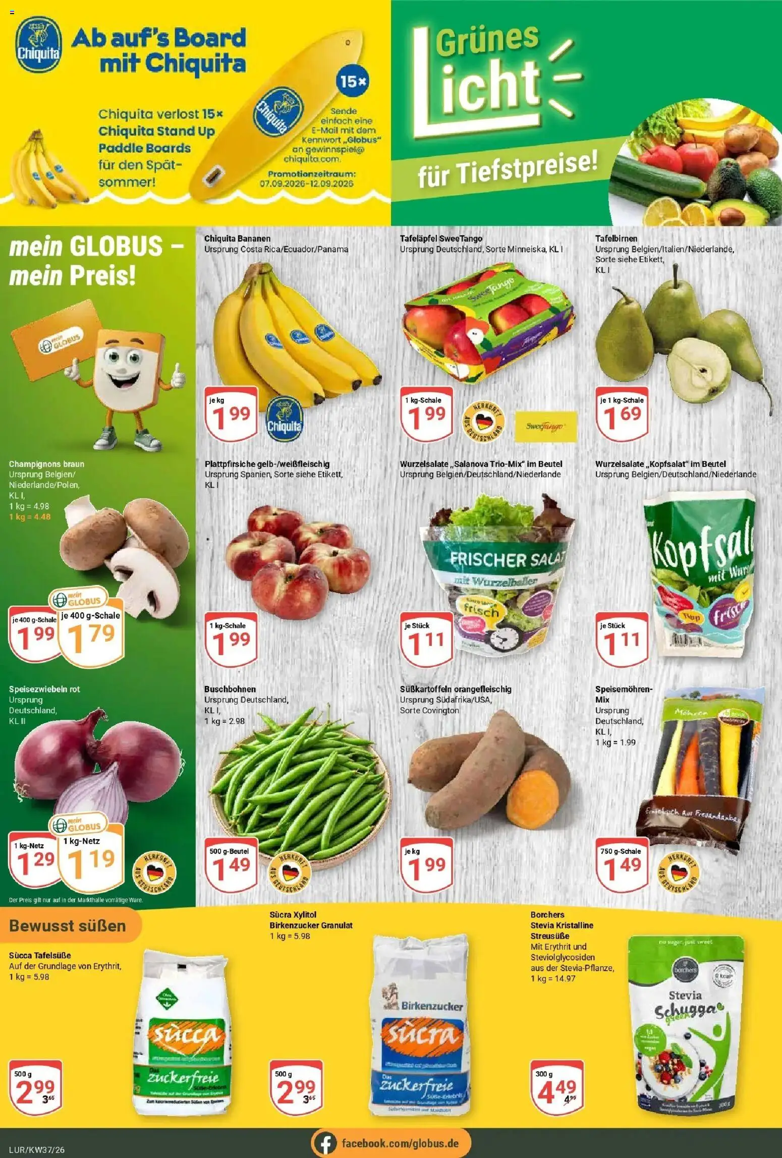 Globus Aktueller Prospekt (ab 07.09.2026) » Angebote online | Seite: 8 | Produkte: Bananen, Champignons, Salat