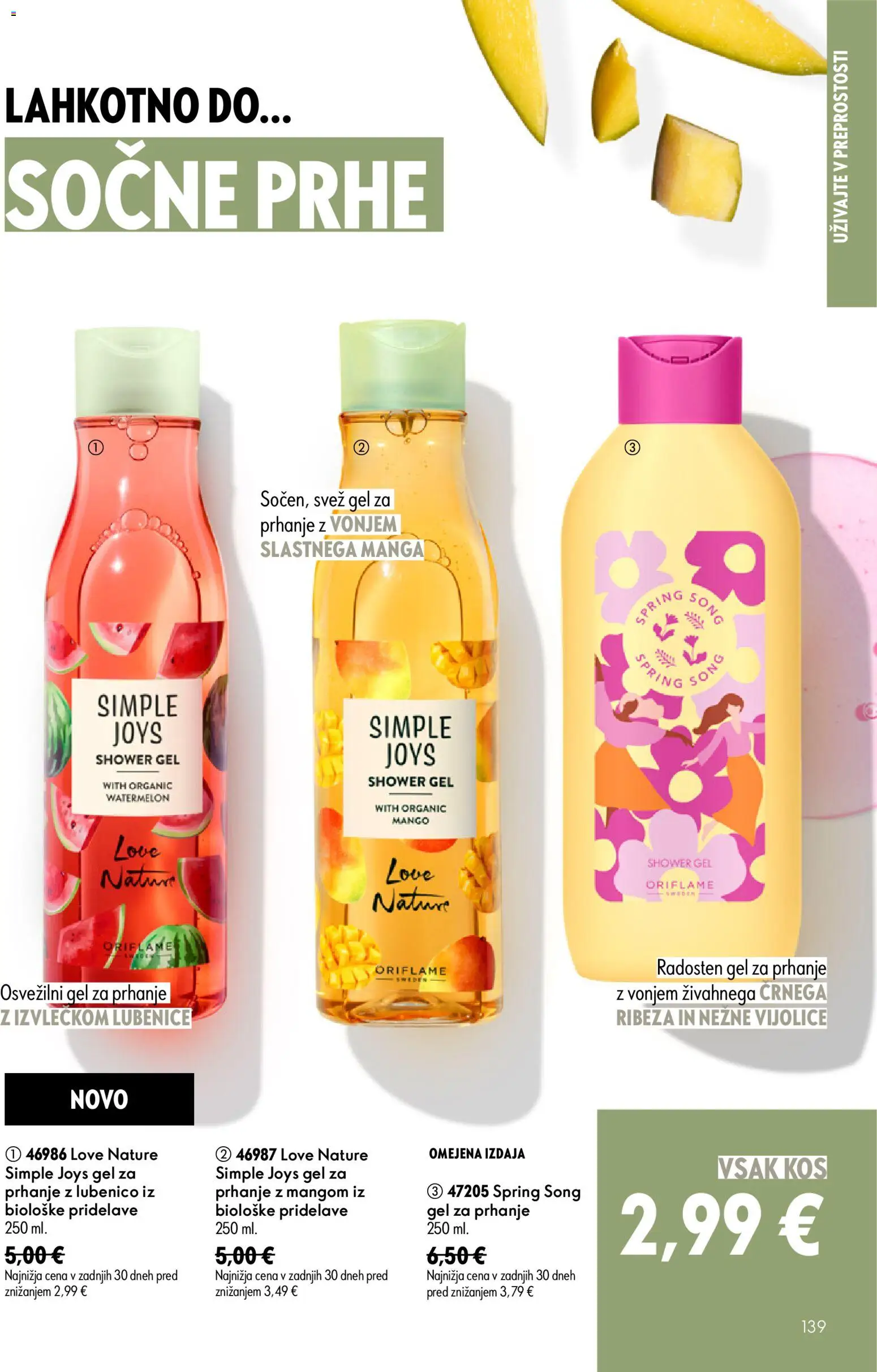 Novi Oriflame katalog ponudbe – veljaven od 24.06.2026 | Stran: 139 | Izdelki: Gel za prhanje, Kos, Mango, Lubenice