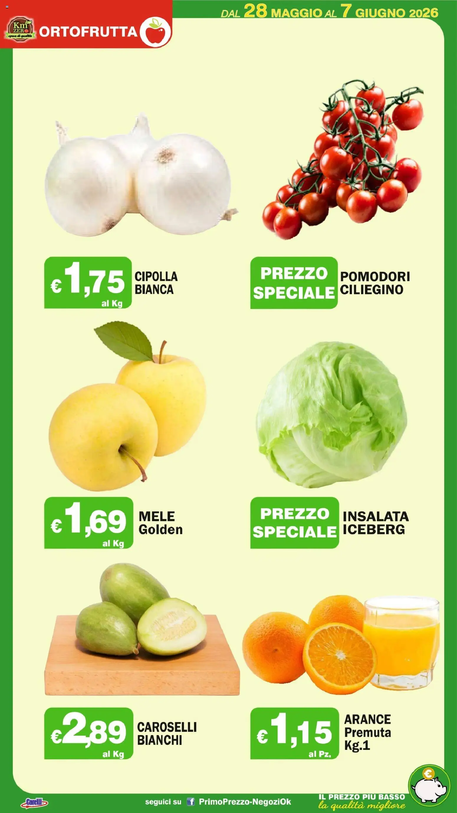 Volantino Primo Prezzo del 28.05.2026 | Pagina: 32 | Prodotti: Mele, Arance, Insalata, Pomodori