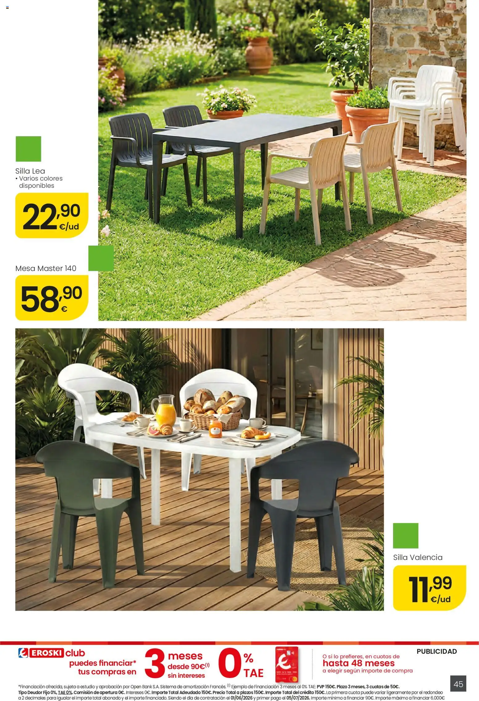 Eroski Ofertones de verano │ válido desde el 28.05.2026 | Página: 45 | Productos: Mesa, Silla