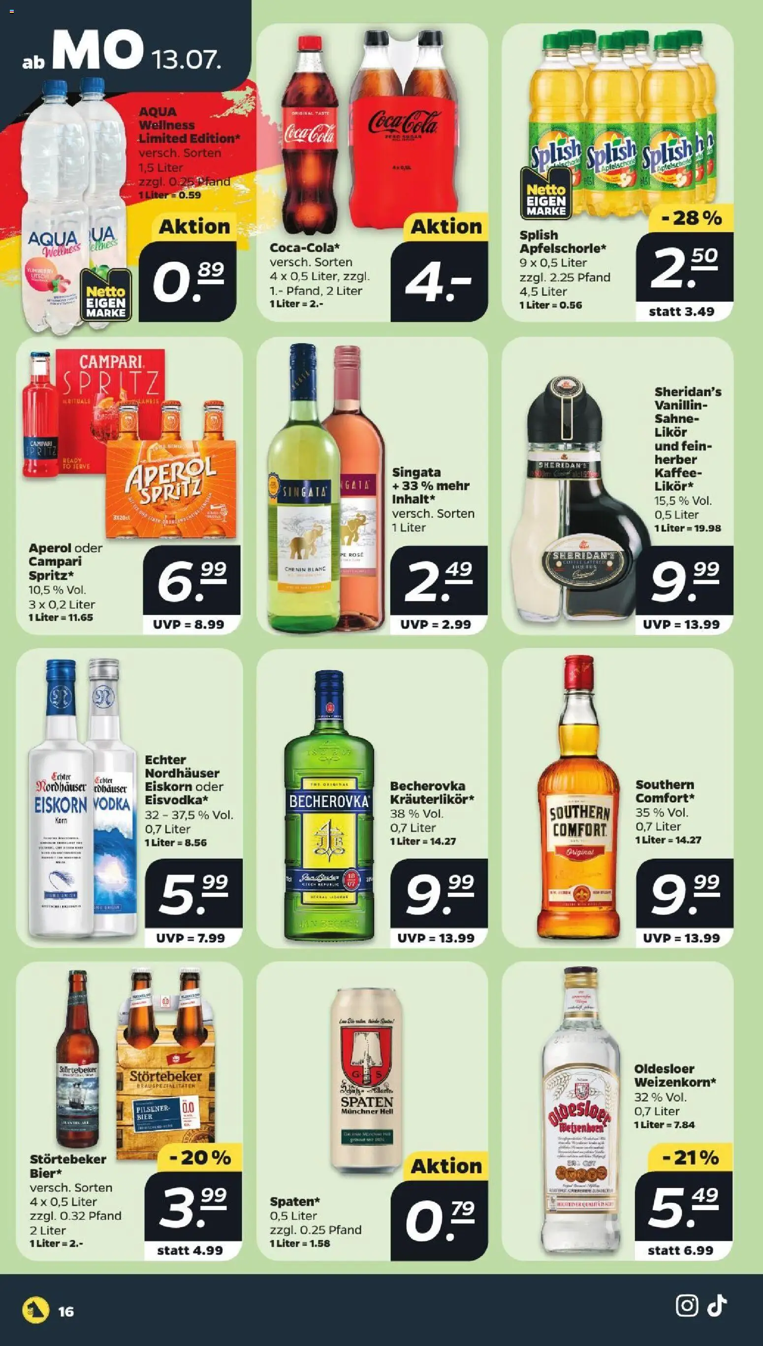 Netto Prospekt – gültig ab 13.07.2026 | Seite: 16 | Produkte: Cola, Kaffee, Campari, Aperol