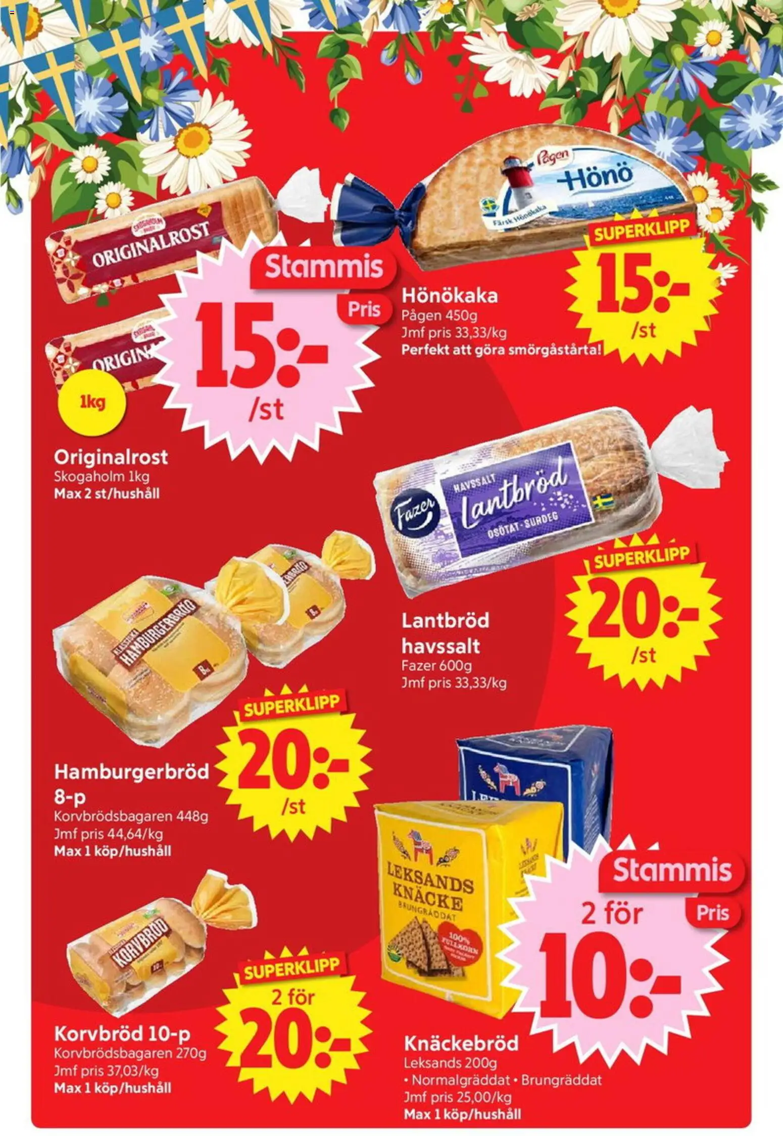 Nya Pulsen reklamblad aktuell från 15.06.2026 | Sida: 13 | Produkter: Hönökaka, Knäckebröd, Korvbröd, Hamburgerbröd