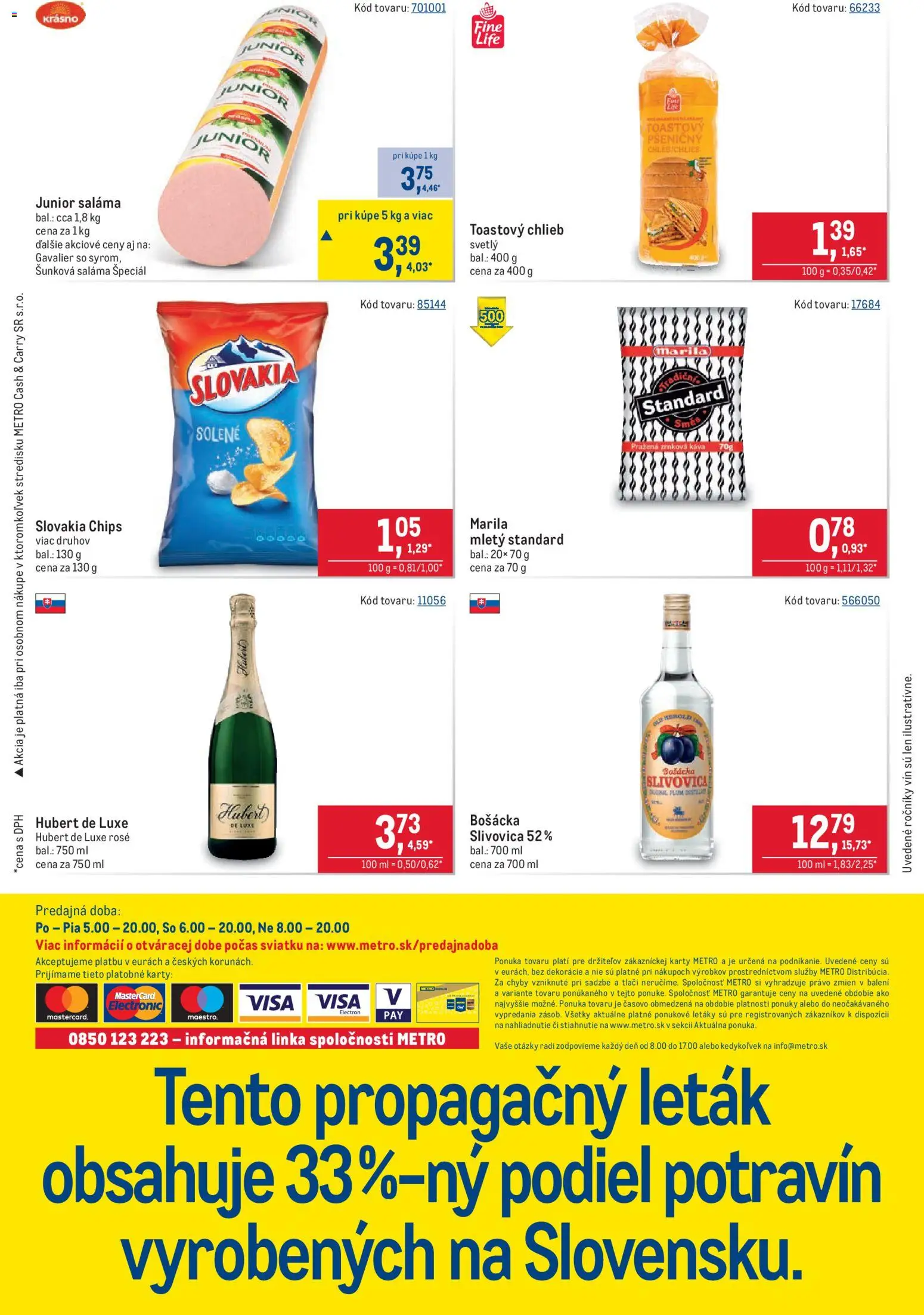 Nové Metro akcie – leták je platný od 01.07.2026 | Strana: 40 | Produkty: Chlieb, Saláma, Slivovica, Hubert de Luxe