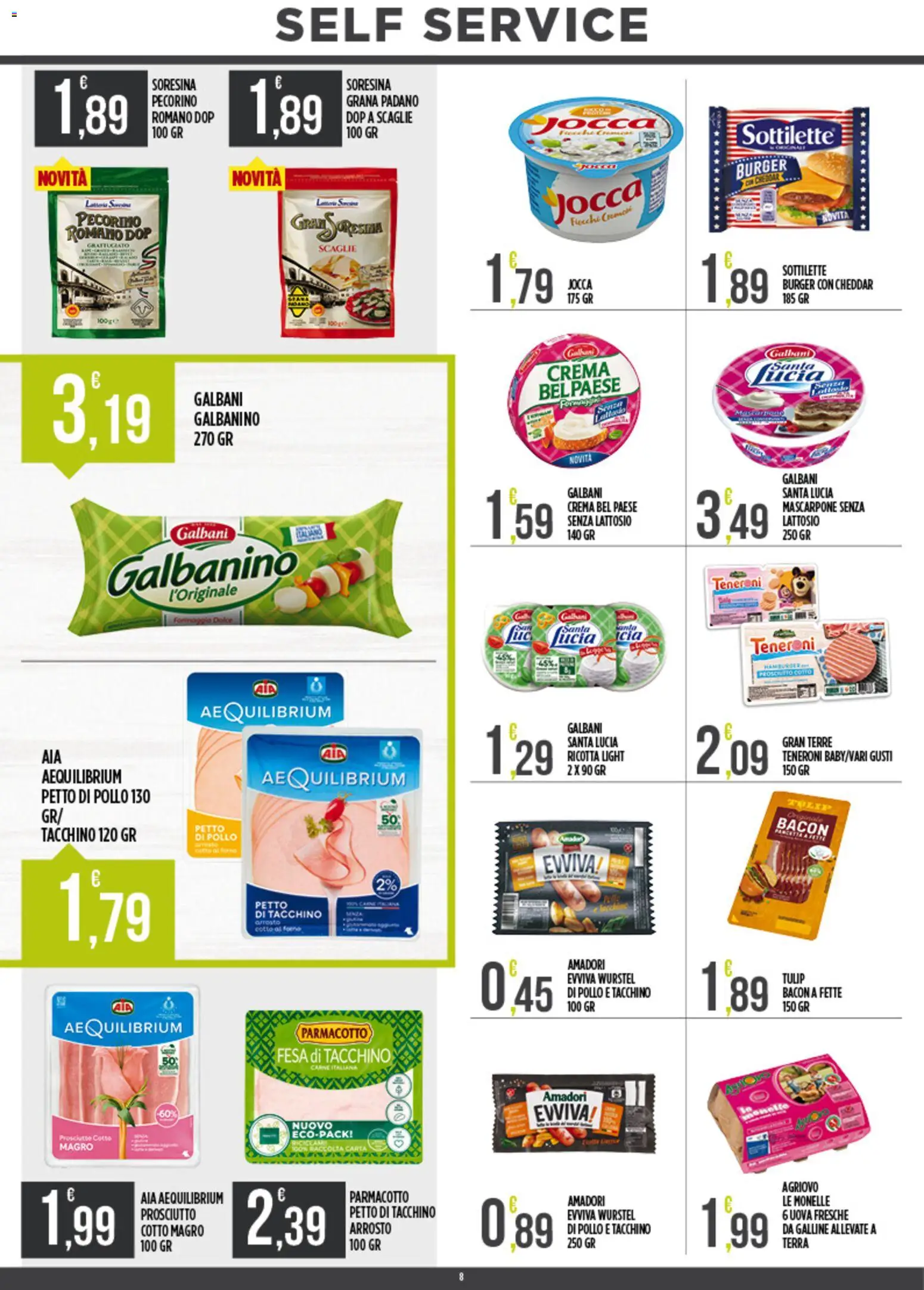 Volantino Euroesse del 21/09/2026 | Pagina: 8 | Prodotti: Petto di Pollo, Tacchino, Formaggio, Mascarpone